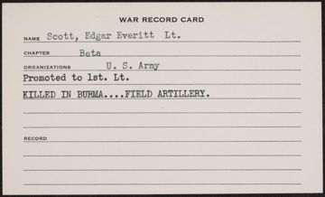 Edgar Everitt Scott War Record Card