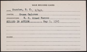 Roy Clifton Scouten War Record Card
