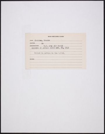 Brooks Sheldon War Record Card