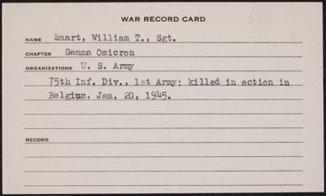 William Thurman Smart War Record Card