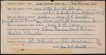 Gilmer Poindexter Smith Jr. War Record Form, June 14, 1954