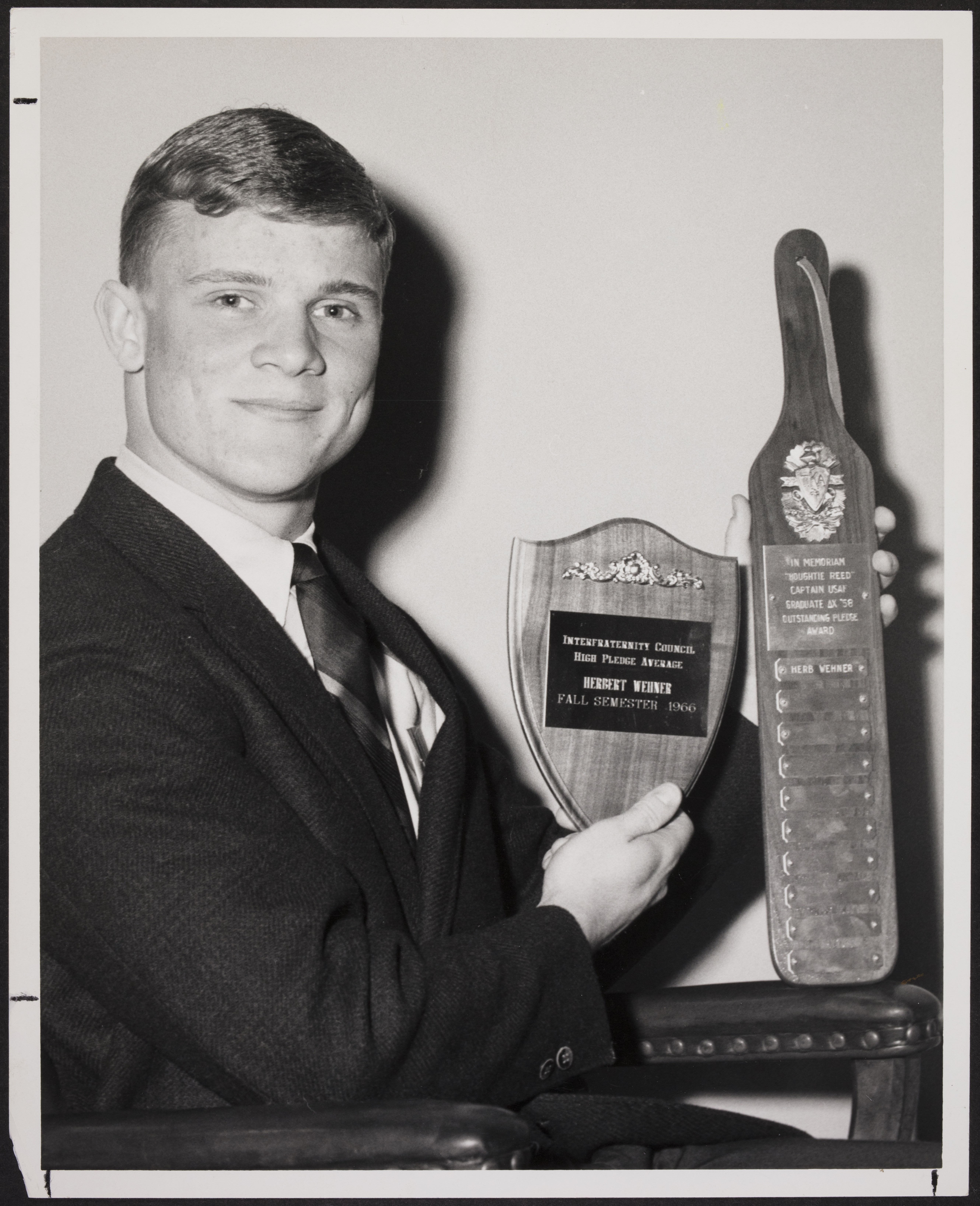 Herbert R. Wehner With Houghton Reed Award Photograph, April 7, 1967