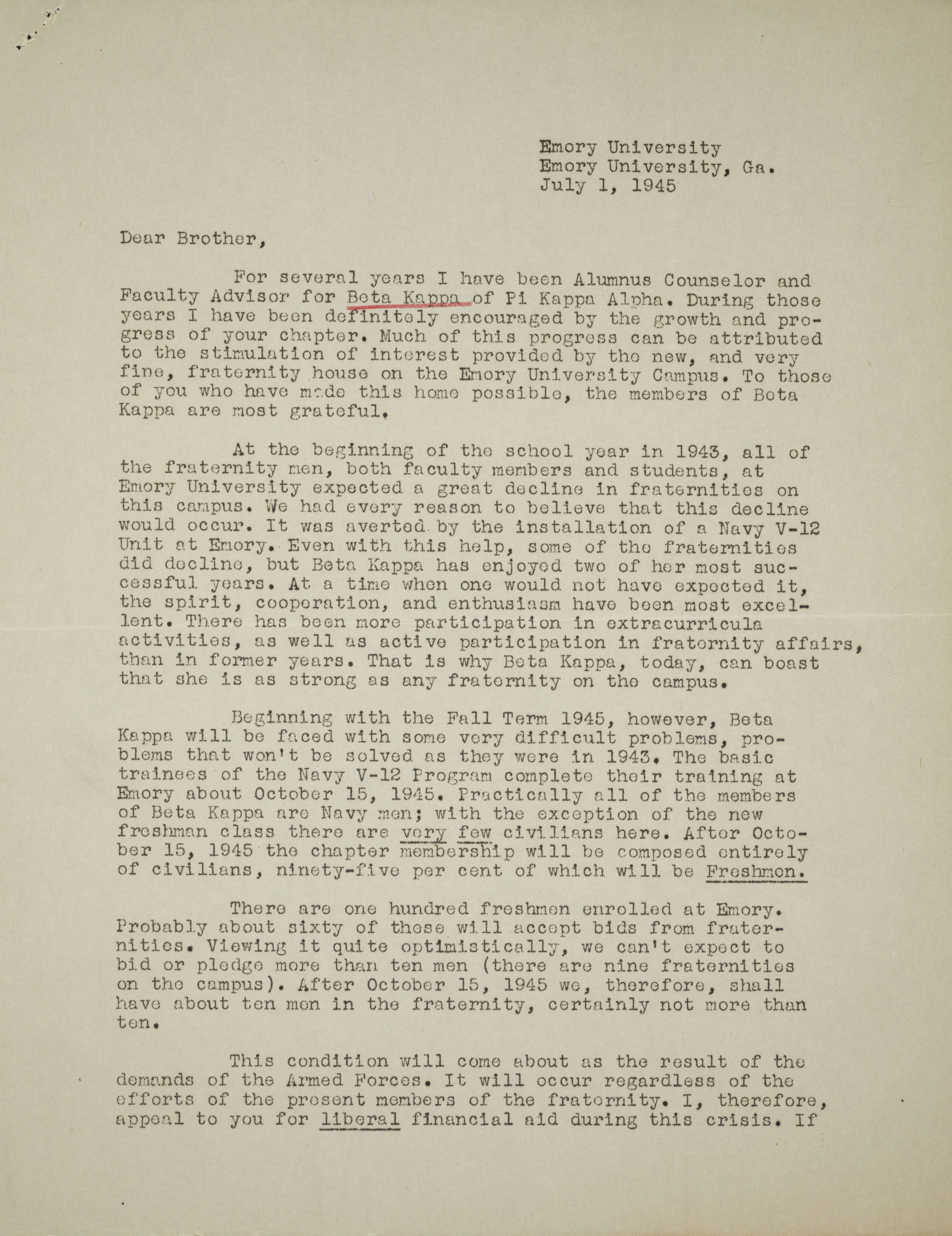 H.M. Phillips to Brother Letter, July 1, 1945
