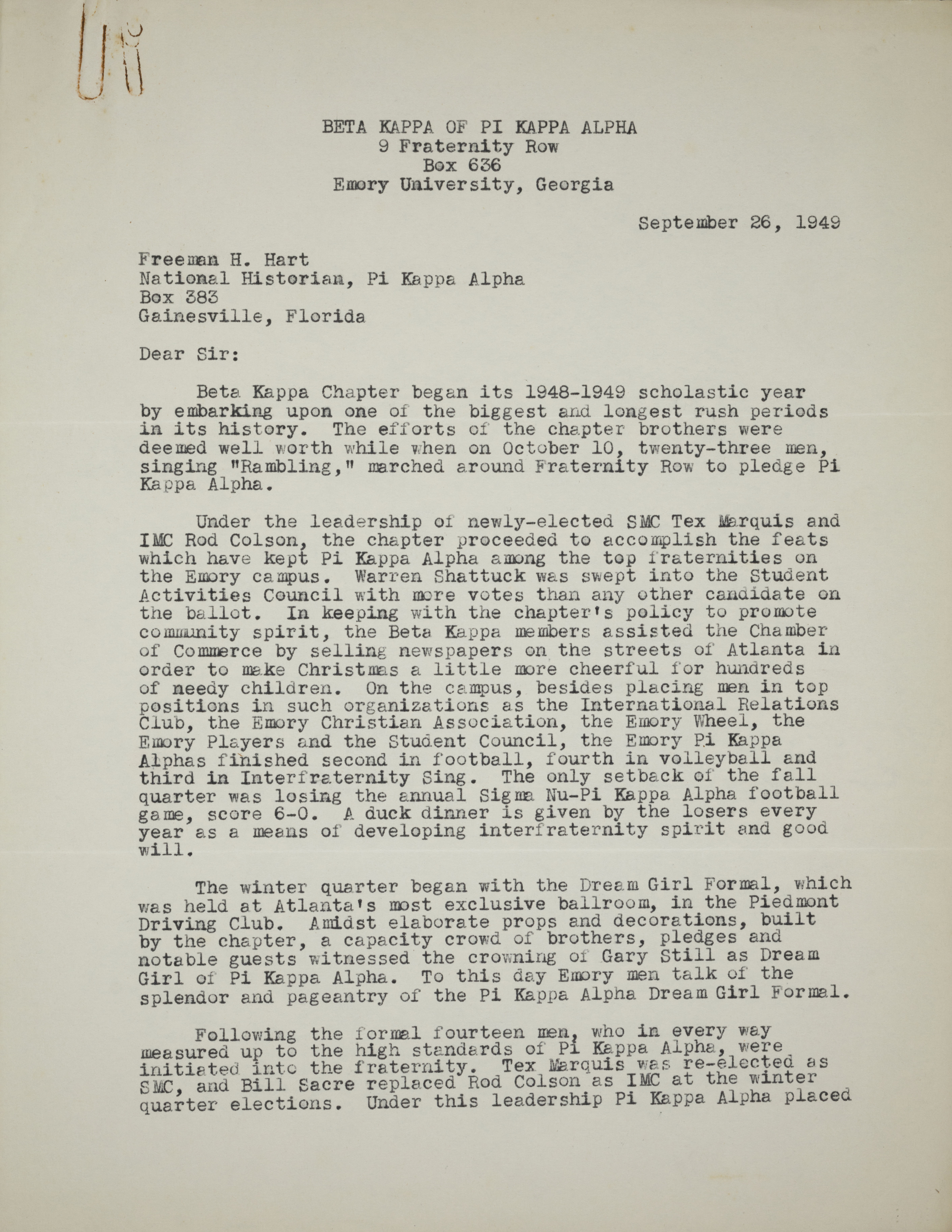 Fernand Rouffy to Freeman H. Hart Letter, September 26, 1949