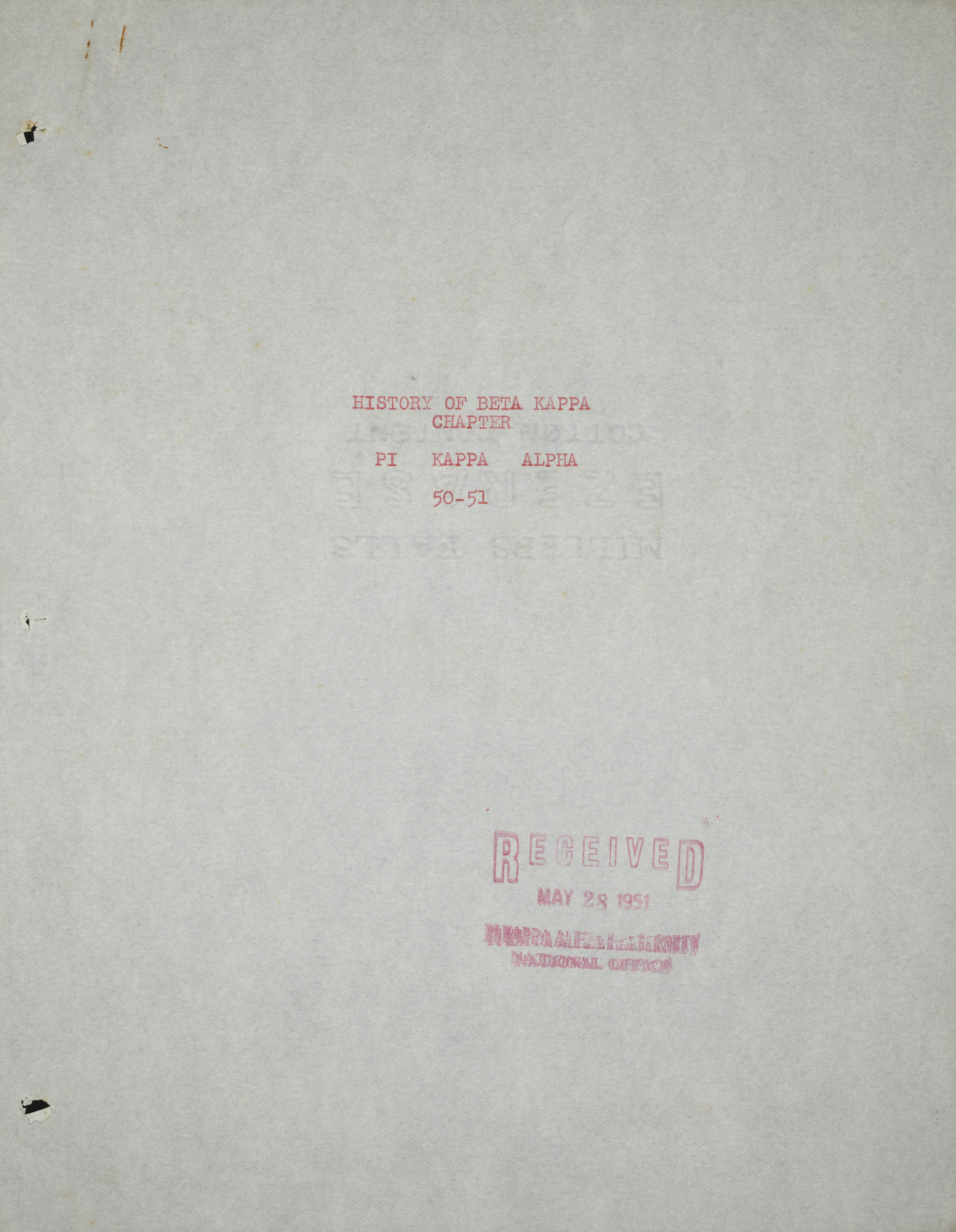 History of Beta Kappa Chapter, 1950-1951