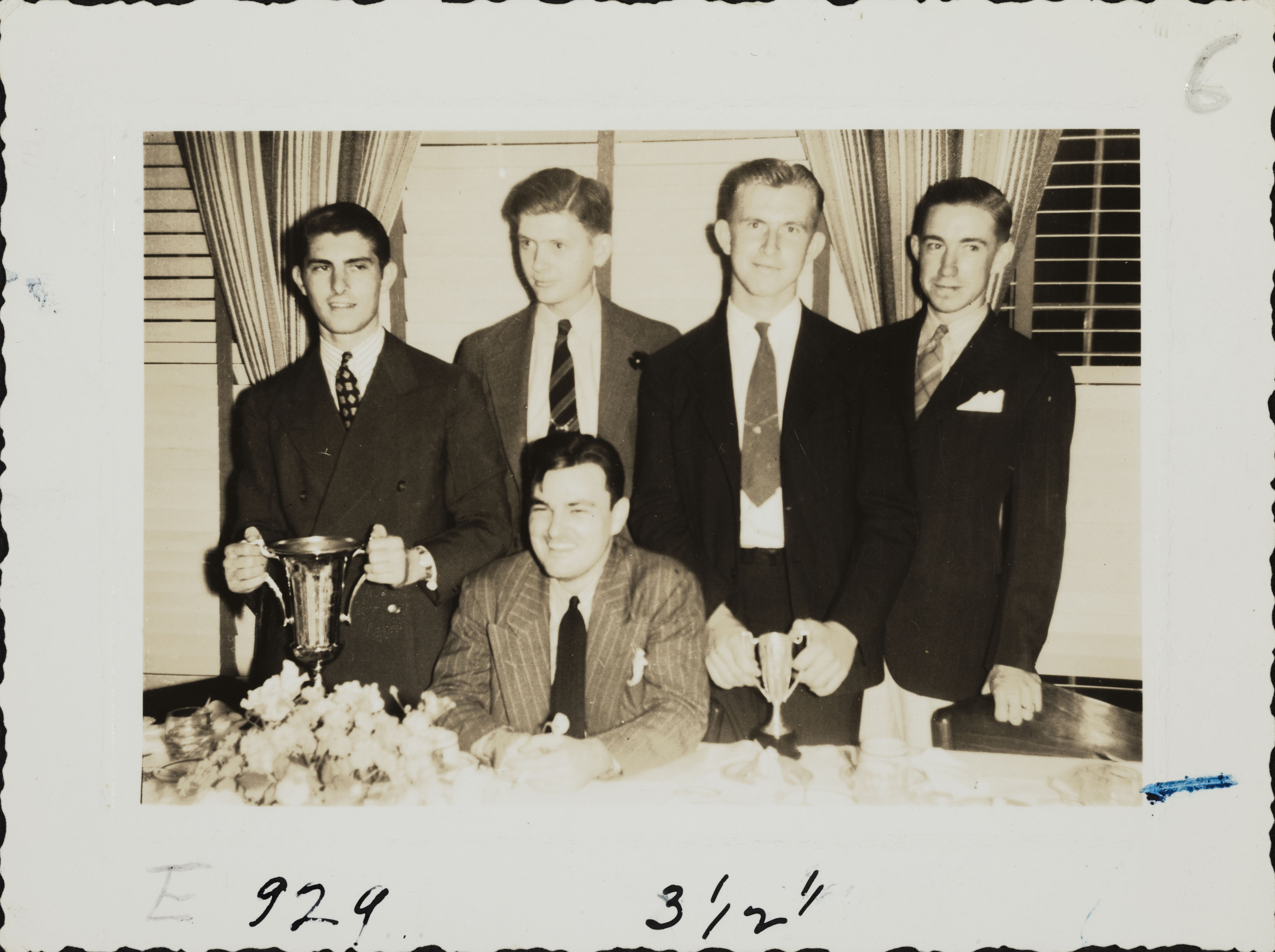 Five Unidentified Beta Kappa Chapter Members at a Banquet Photograph, 1940