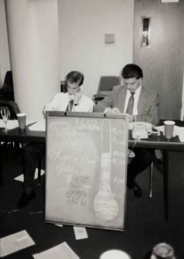 Theta Omicron Chapter Members on Phones at Phone-A-Thon Photograph 2, March 15, 1989