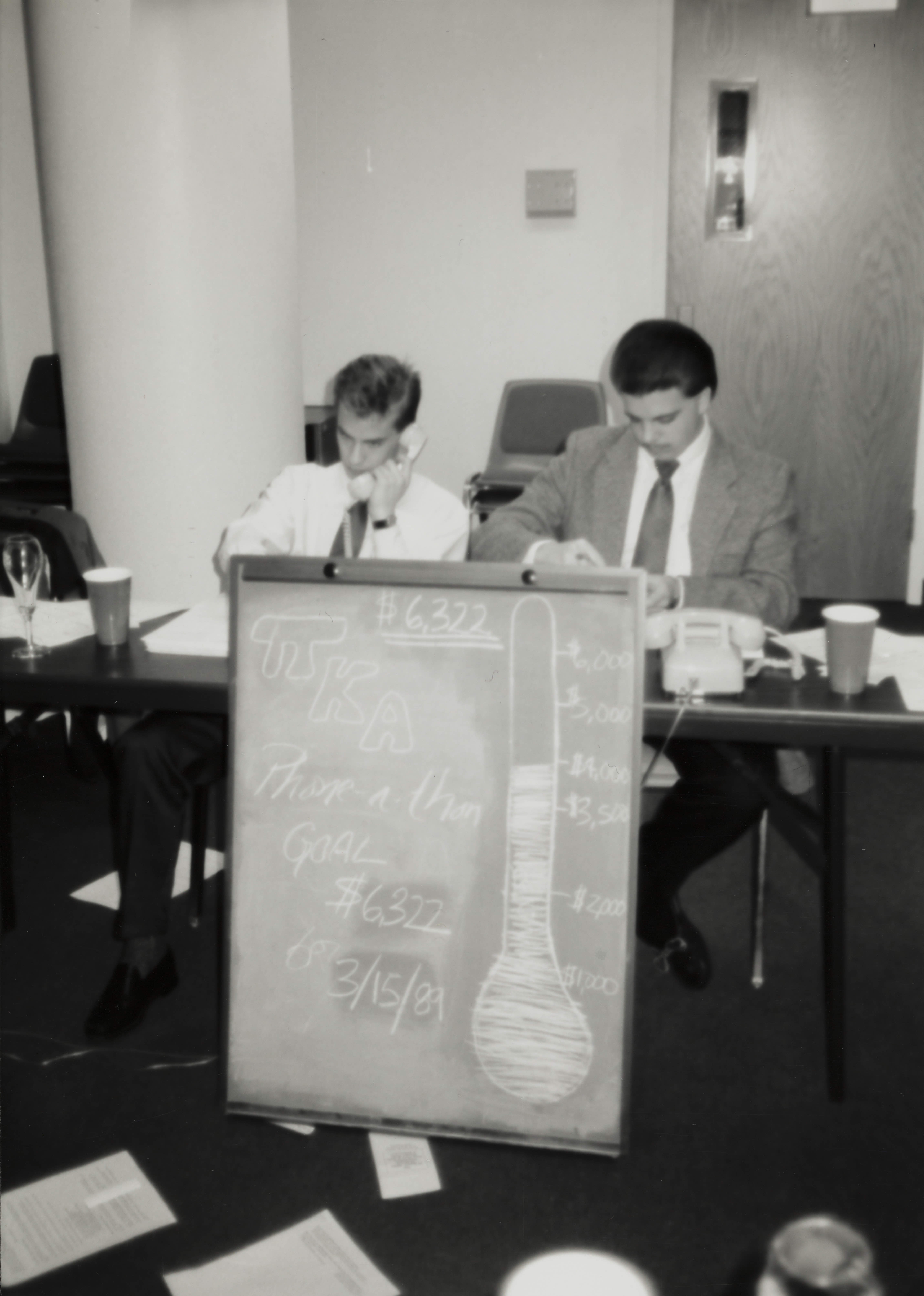 Theta Omicron Chapter Members on Phones at Phone-A-Thon Photograph 2, March 15, 1989
