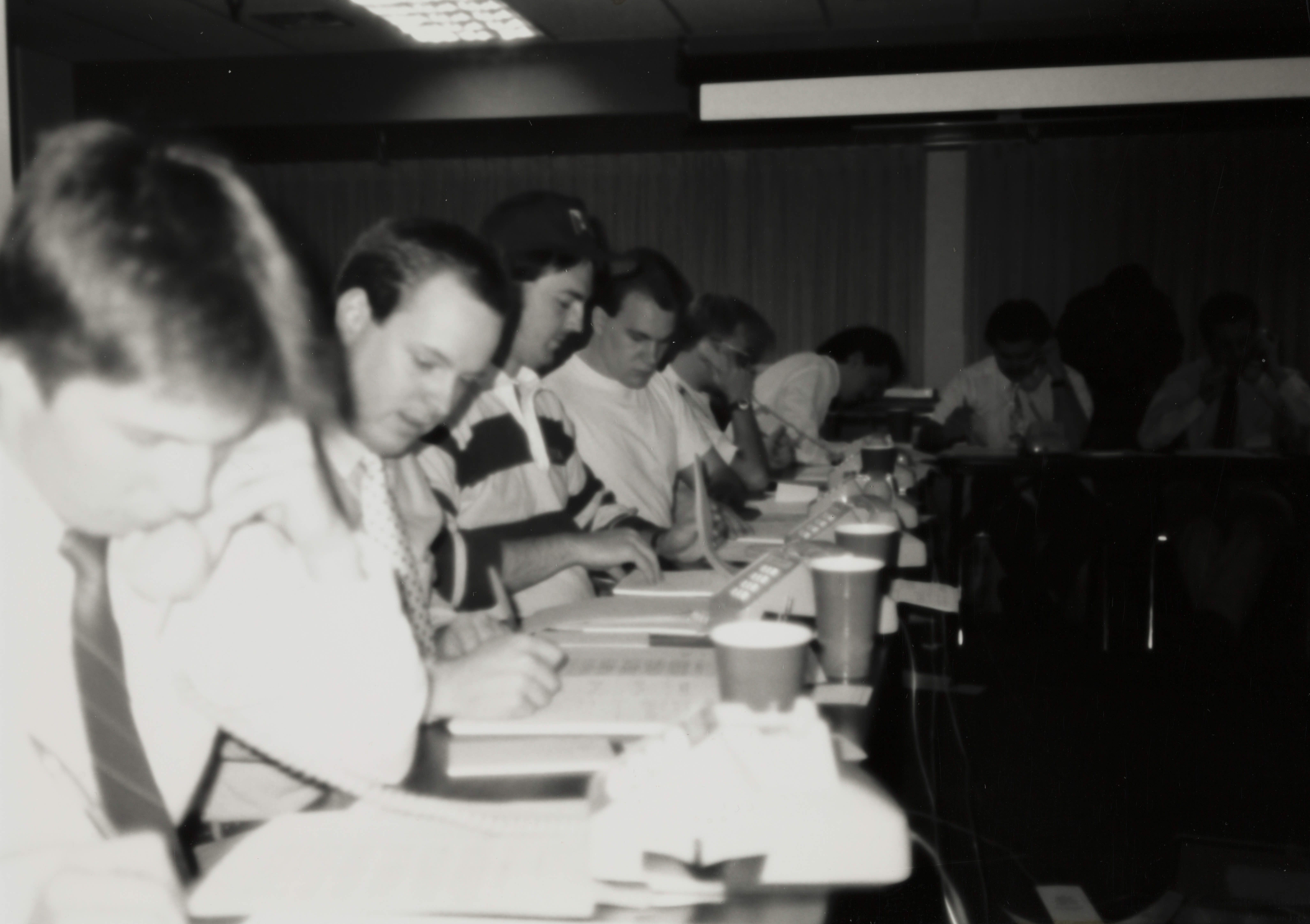 Theta Omicron Chapter Members on Phones at Phone-A-Thon Photograph 15, 1989