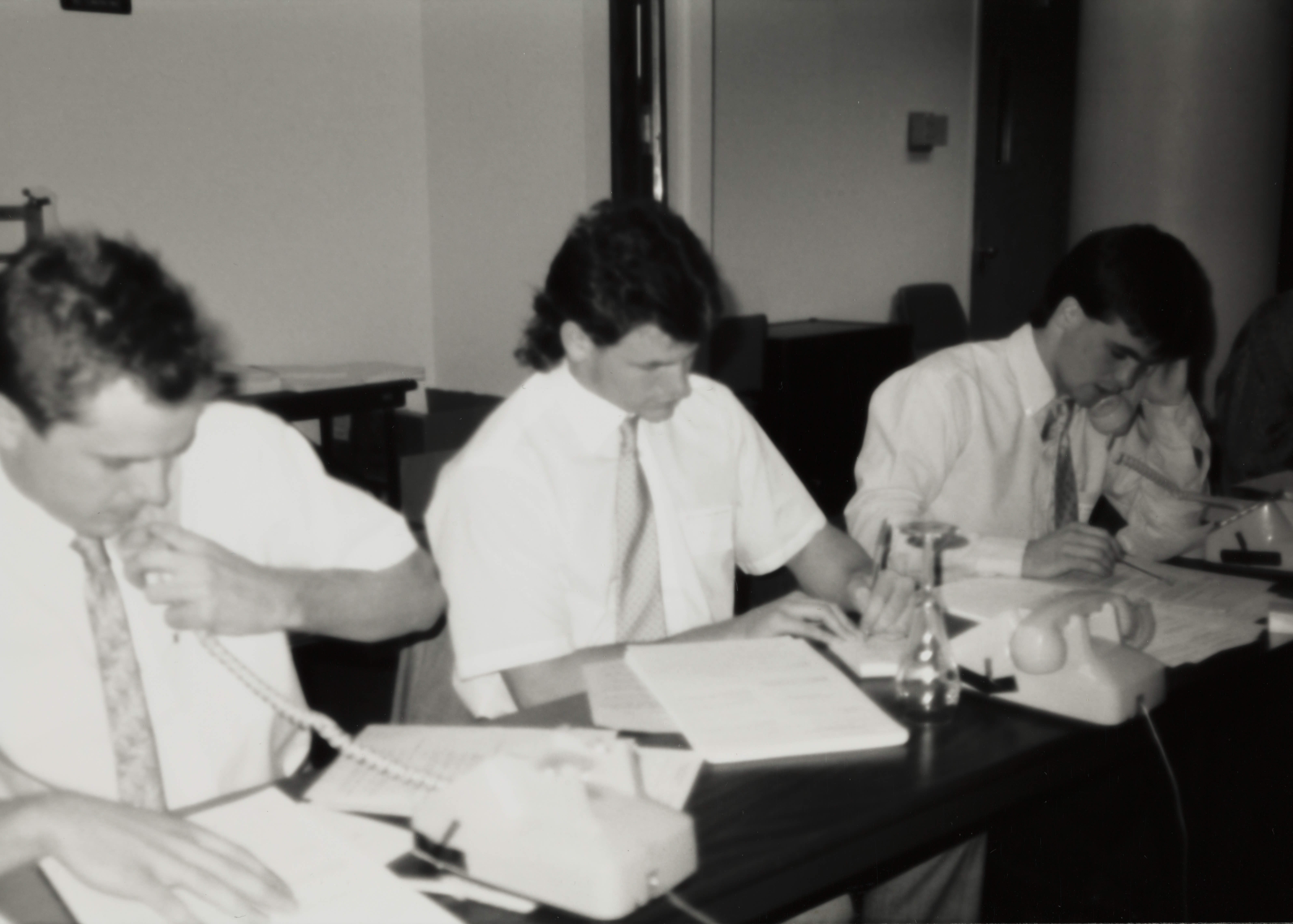 Theta Omicron Chapter Members on Phones at Phone-A-Thon Photograph 7, 1989