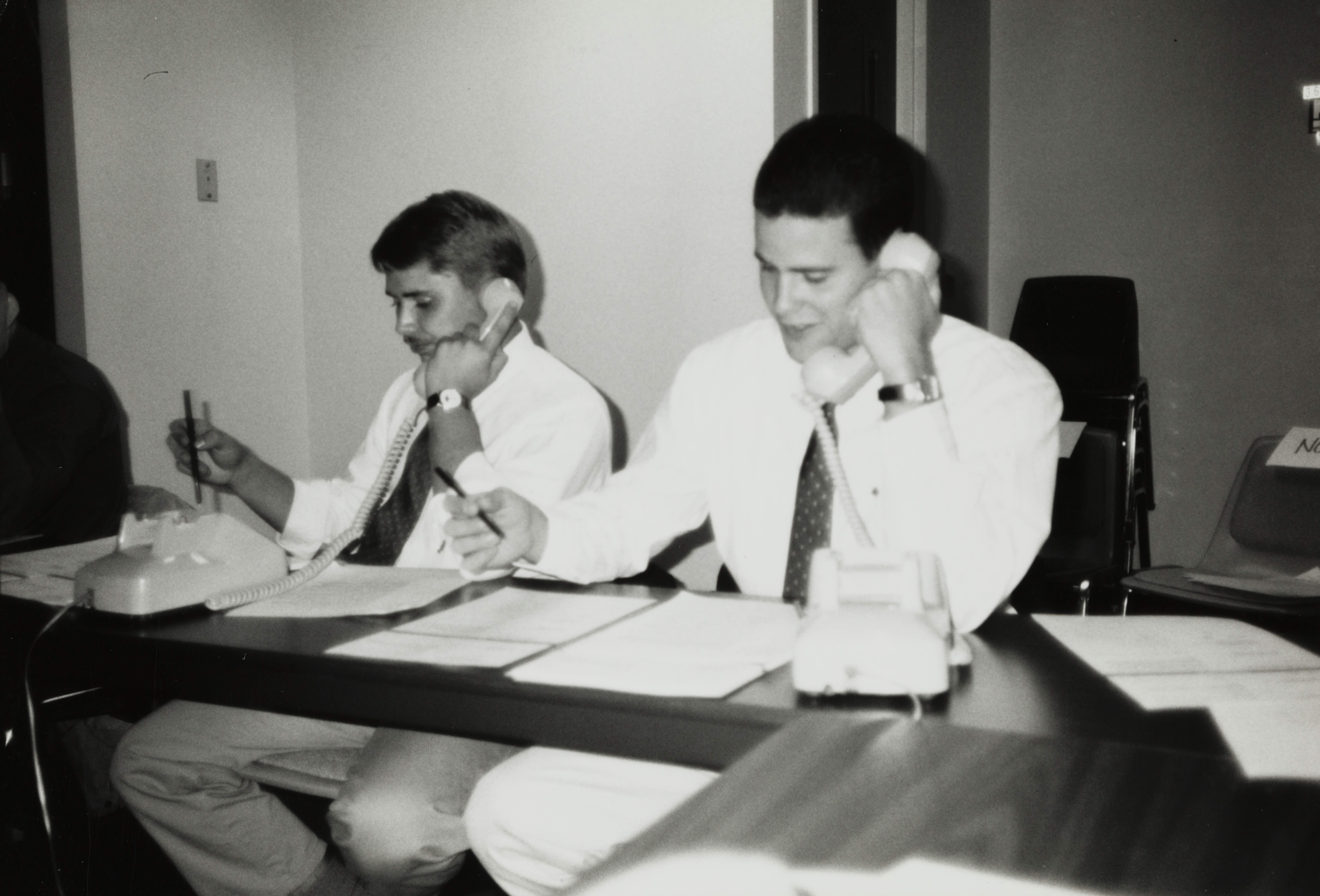 Theta Omicron Chapter Members on Phones at Phone-A-Thon Photograph 20, October 18, 1989