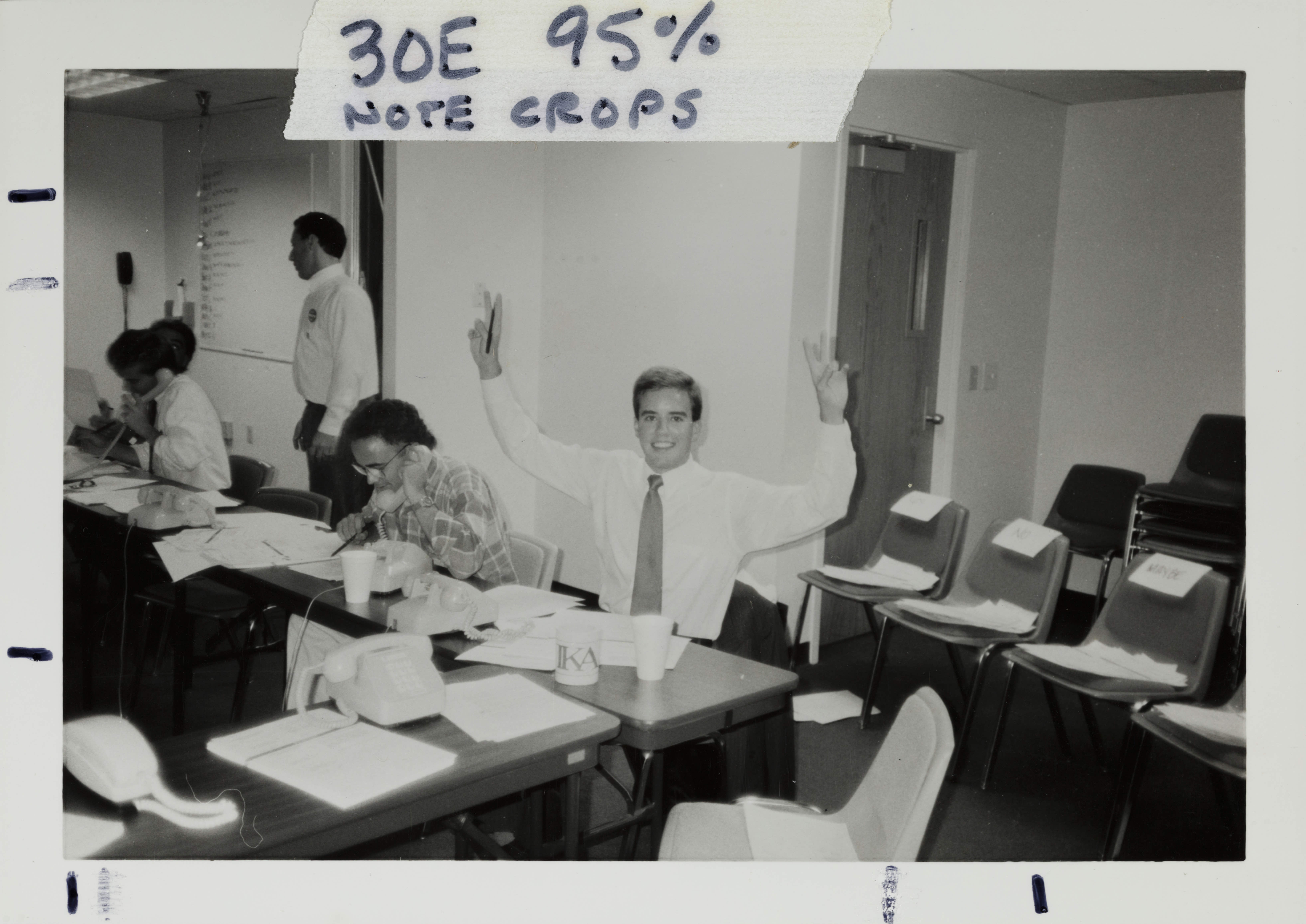 Theta Omicron Chapter Member Smiling at Phone-A-Thon, October 23, 1989