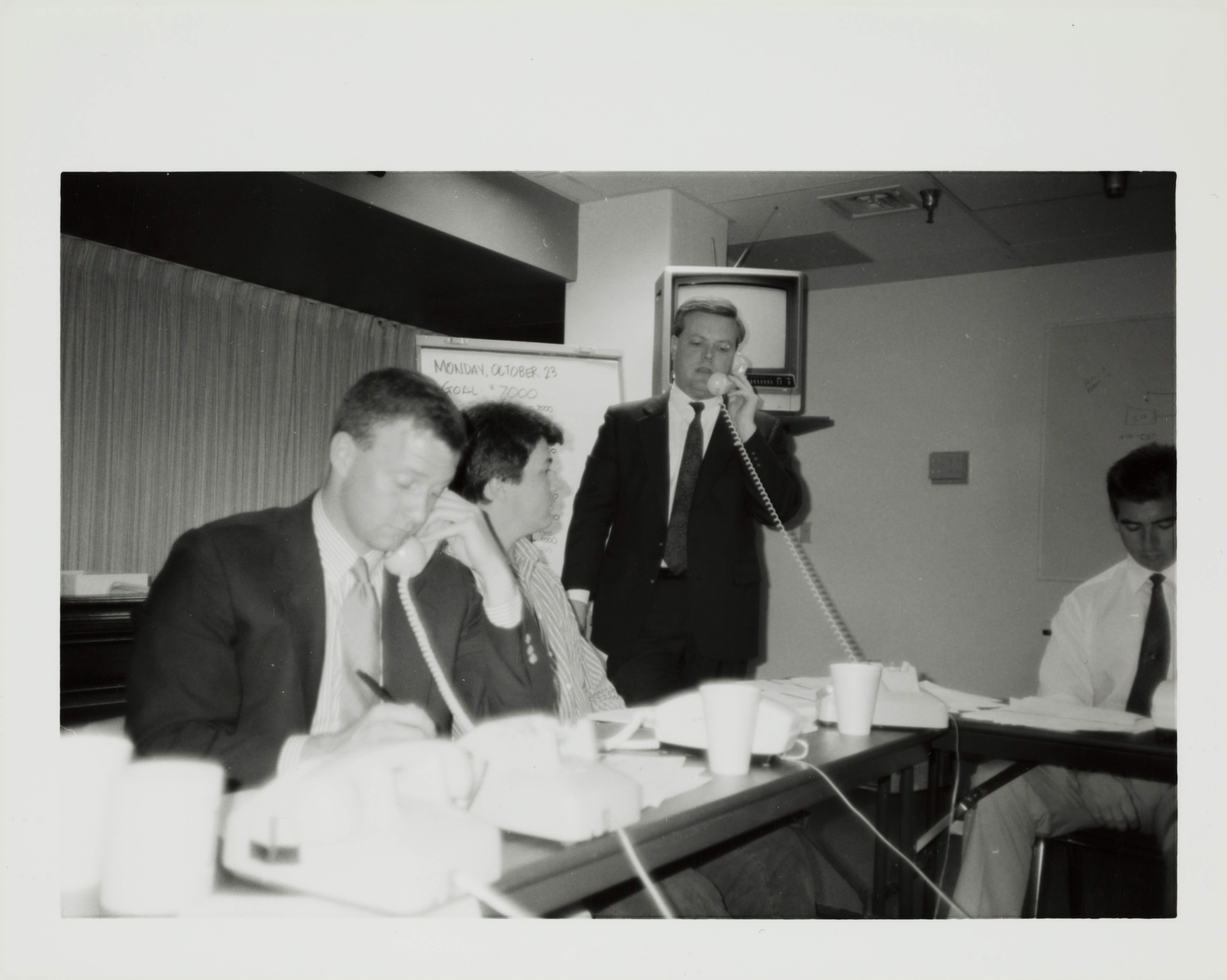 Theta Omicron Chapter Members on Phones at Phone-A-Thon Photograph 6, October 23, 1989