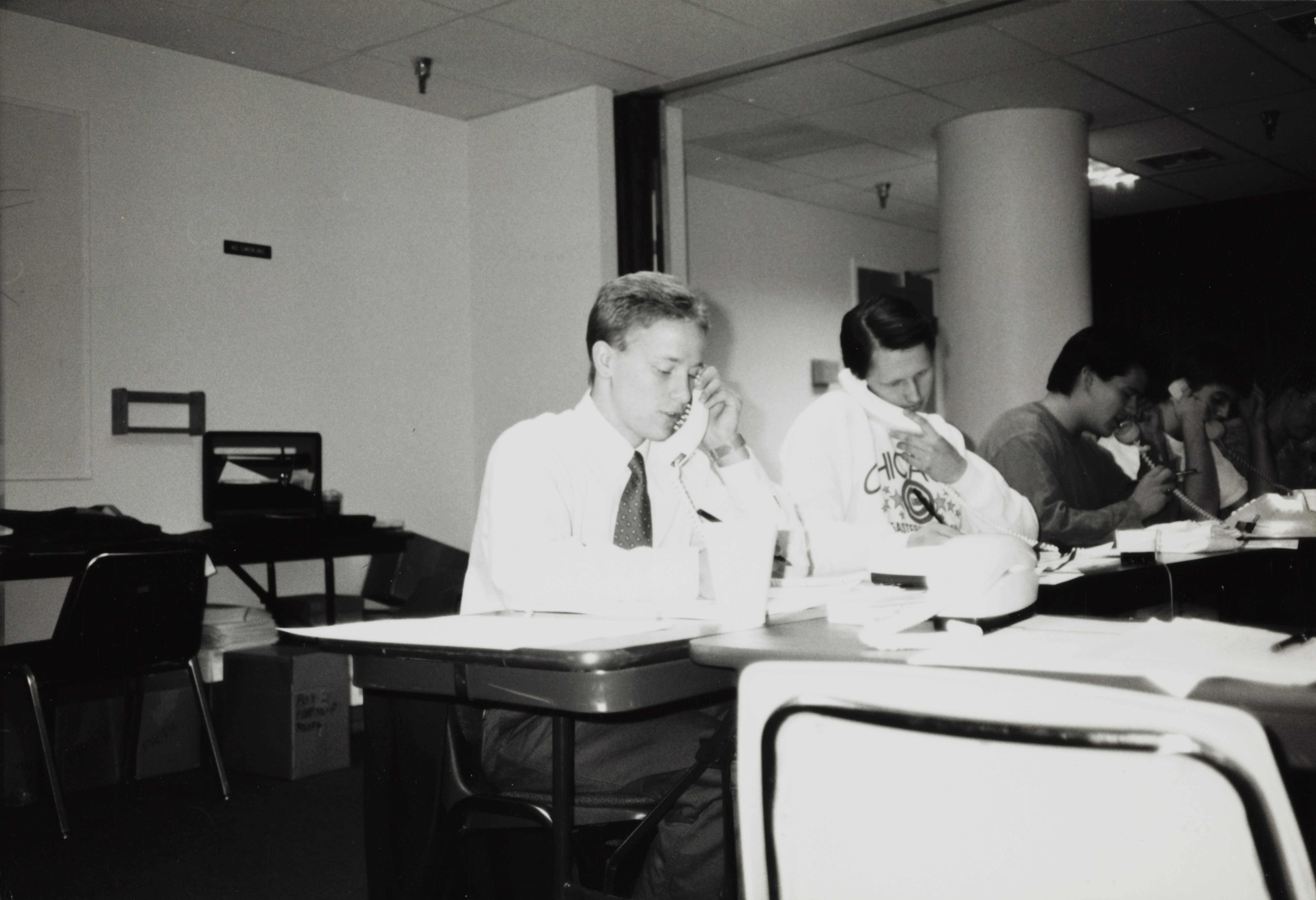 Theta Omicron Chapter Members on Phones at Phone-A-Thon Photograph 18, 1989