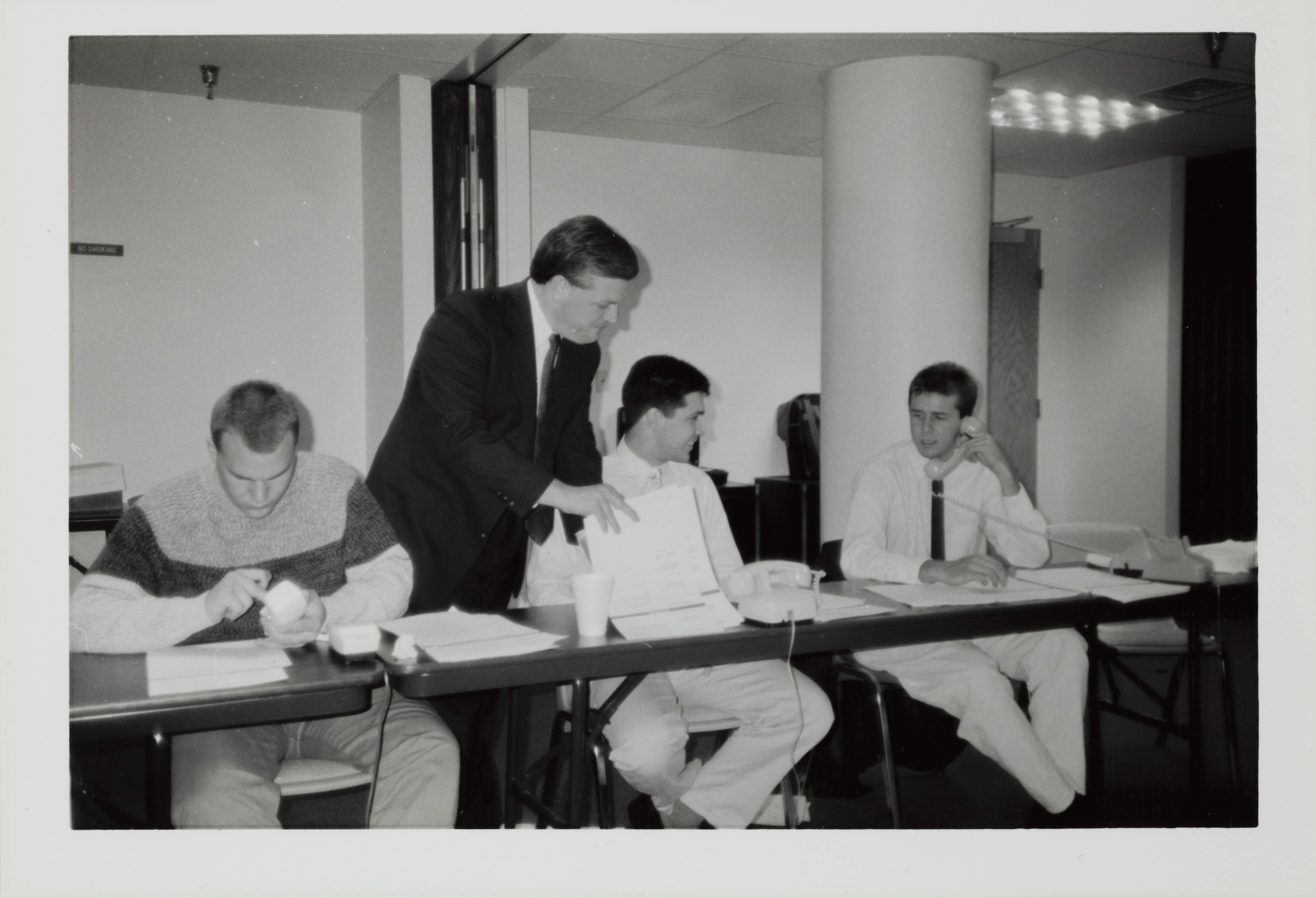 Theta Omicron Chapter Members on Phones at Phone-A-Thon Photograph 4, October 19, 1989