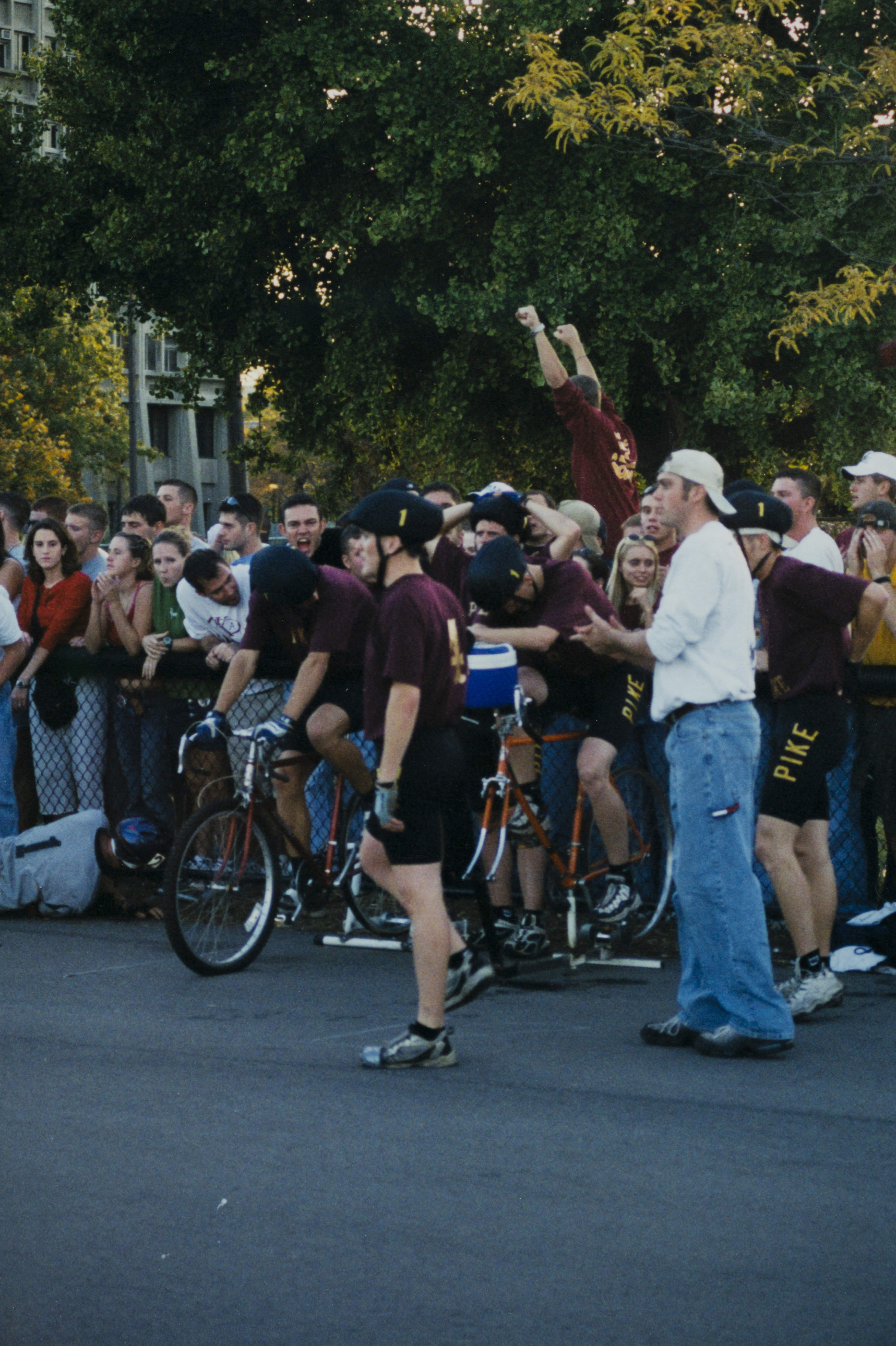 Four Theta Omicron Chapter Members at the Sycamore Tricycle Derby Photograph, October 20, 2000