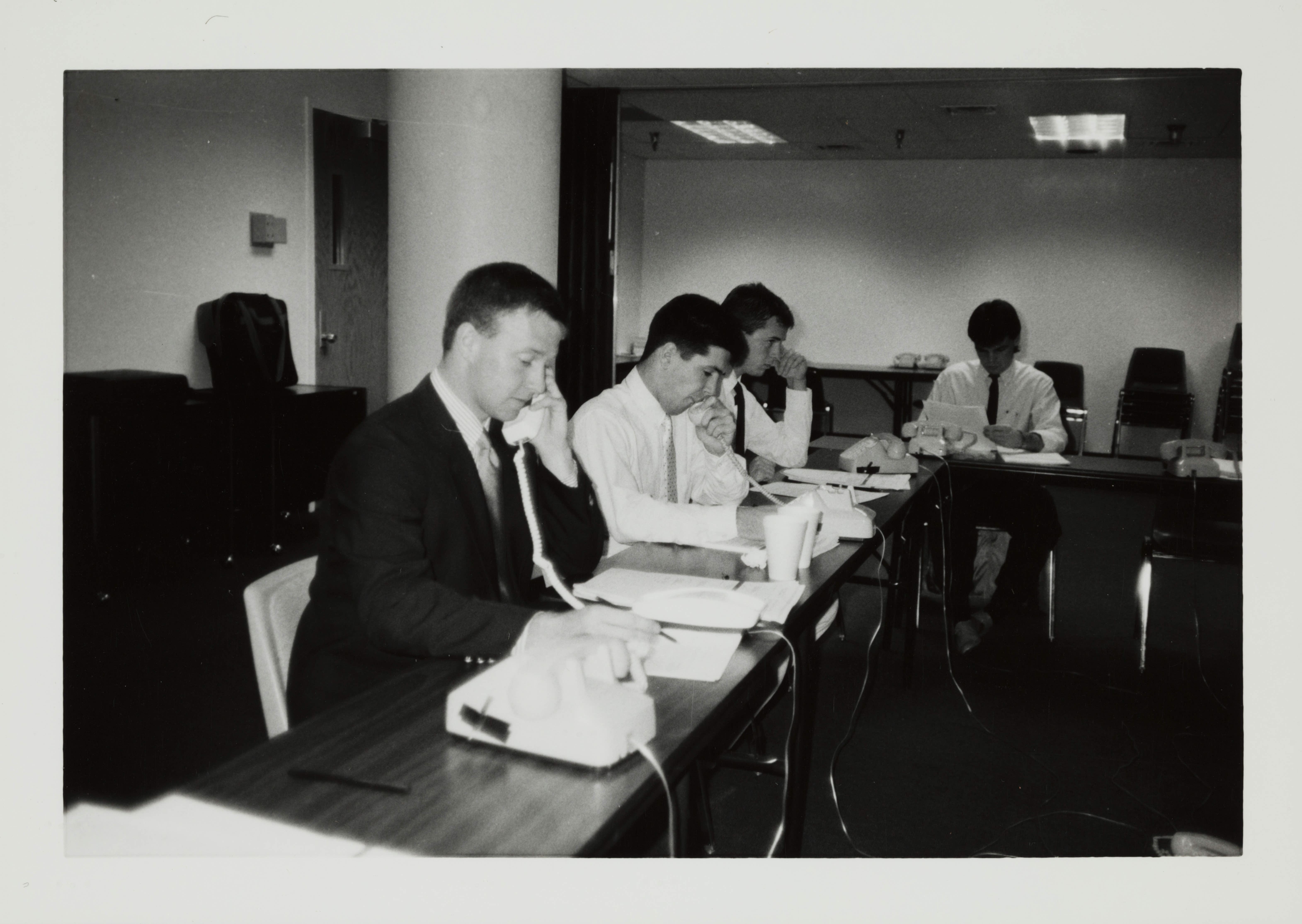 Theta Omicron Chapter Members on Phones at Phone-A-Thon Photograph 2, October 23, 1989