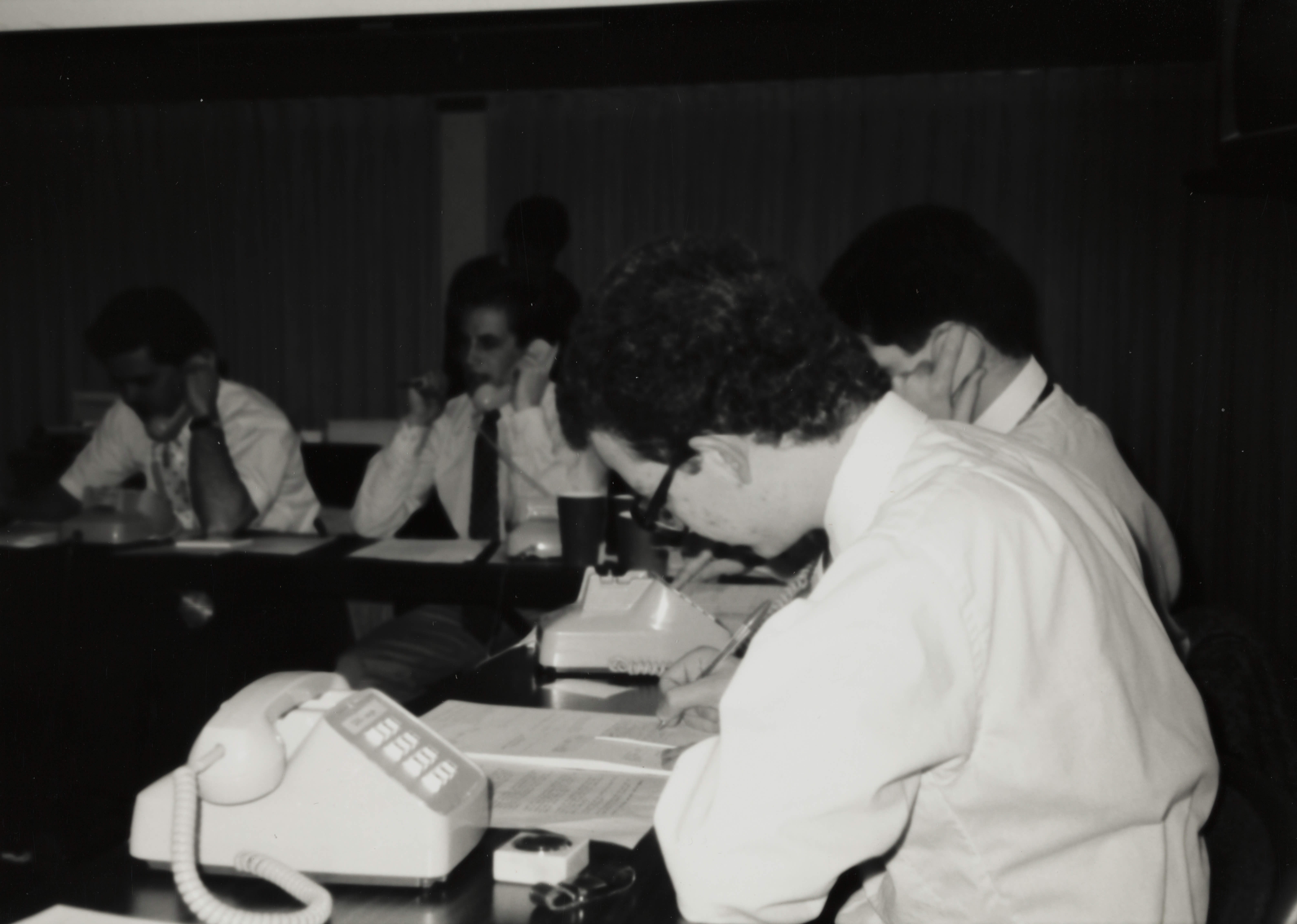 Theta Omicron Chapter Members on Phones at Phone-A-Thon Photograph 12, 1989