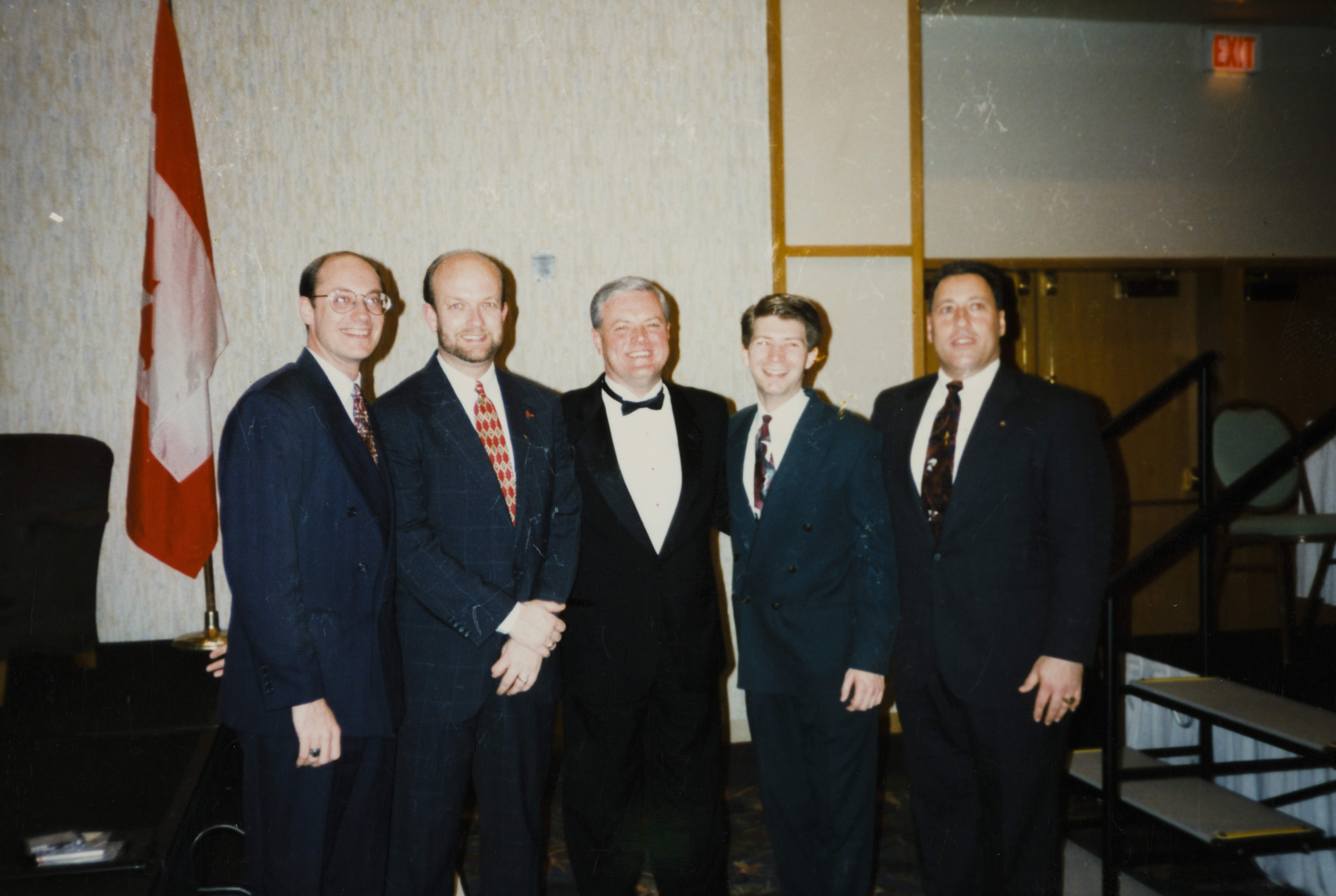 Pi Kappa Alpha Members Poisel, Wiseman, Pease, Stoker and Perone Standing Together Photograph, 1997