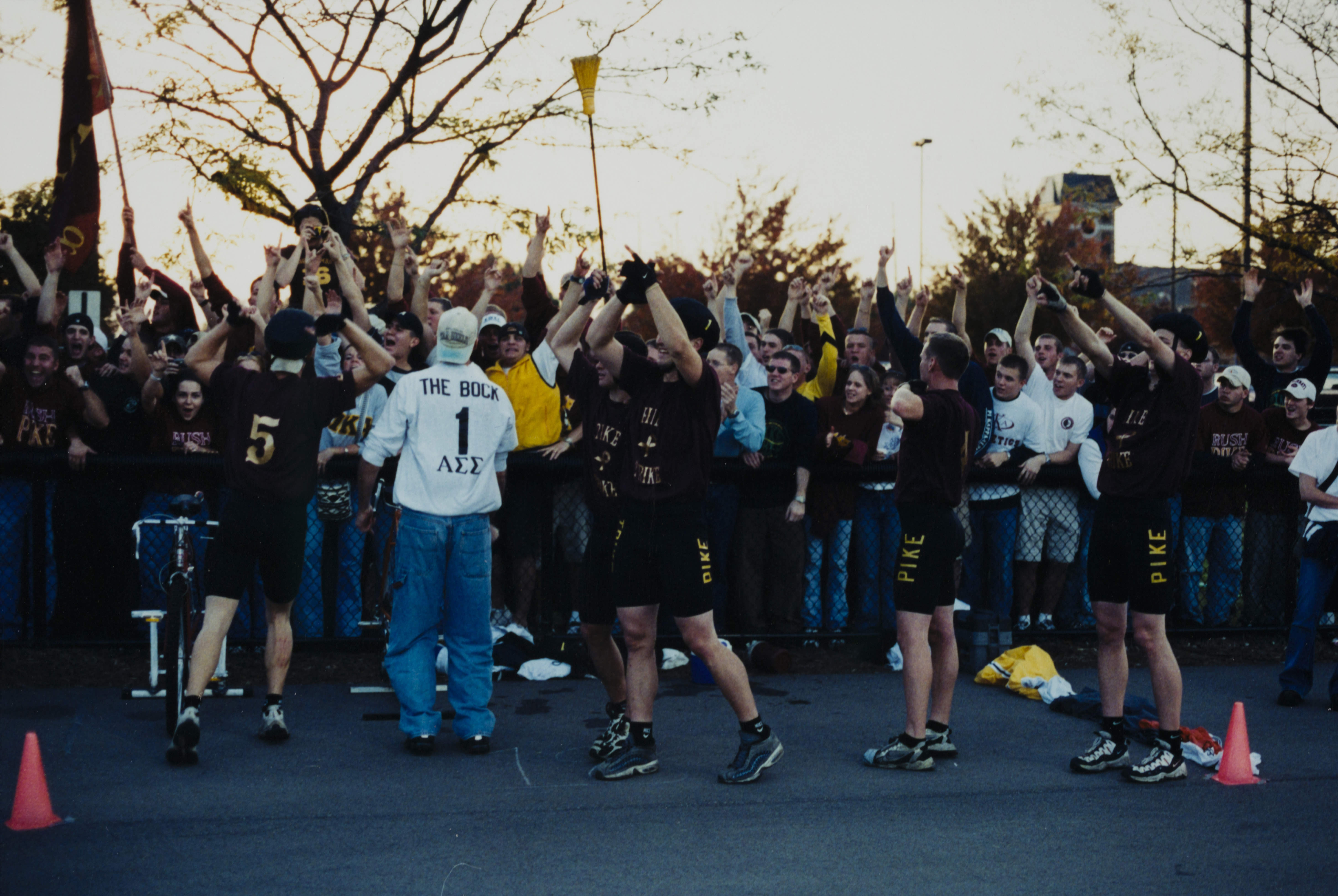 Theta Omicron Chapter Members Celebrating at the Sycamore Tricycle Derby Photograph, October 20, 2000