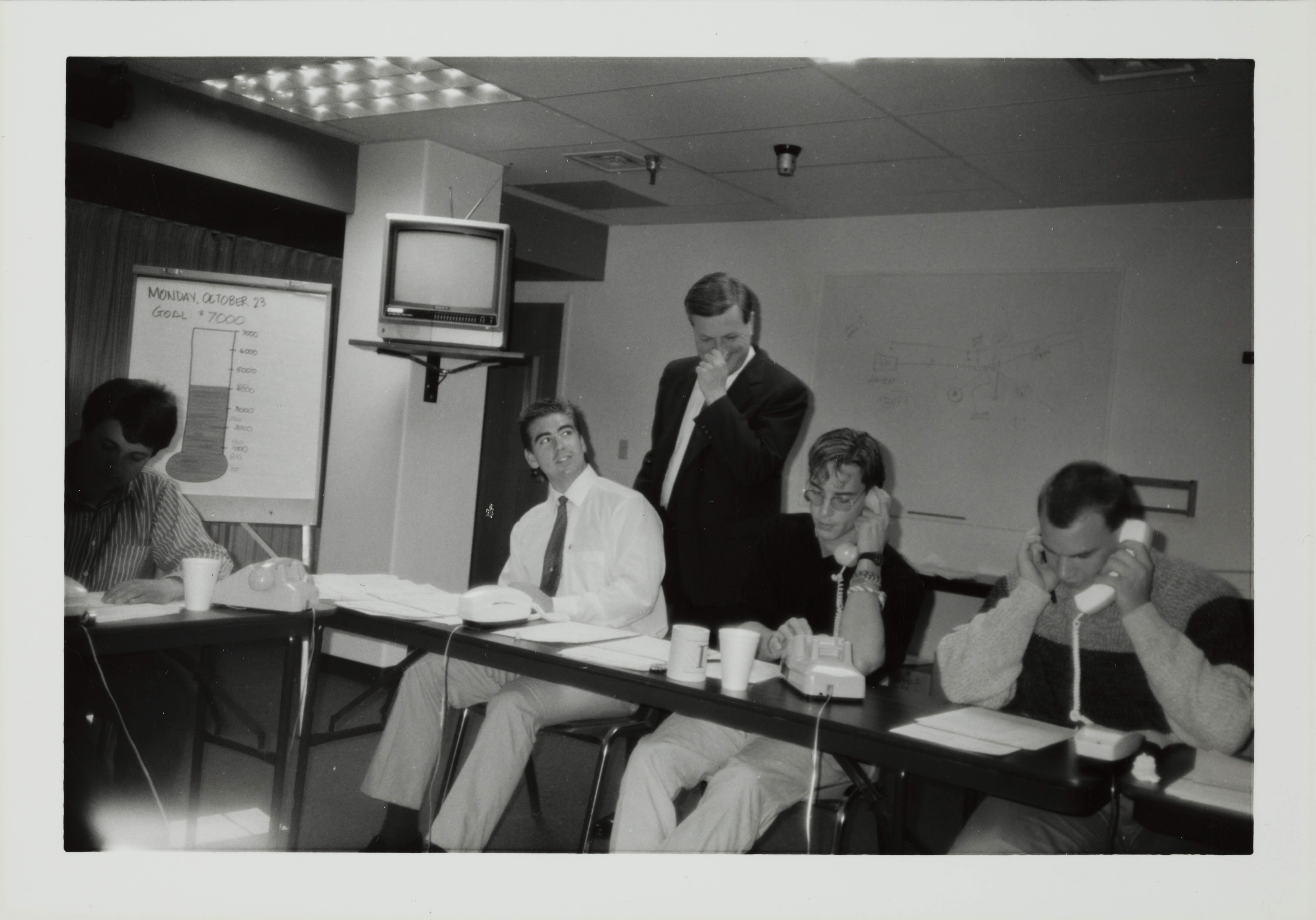 Theta Omicron Chapter Members on Phones at Phone-A-Thon Photograph 3, October 19, 1989