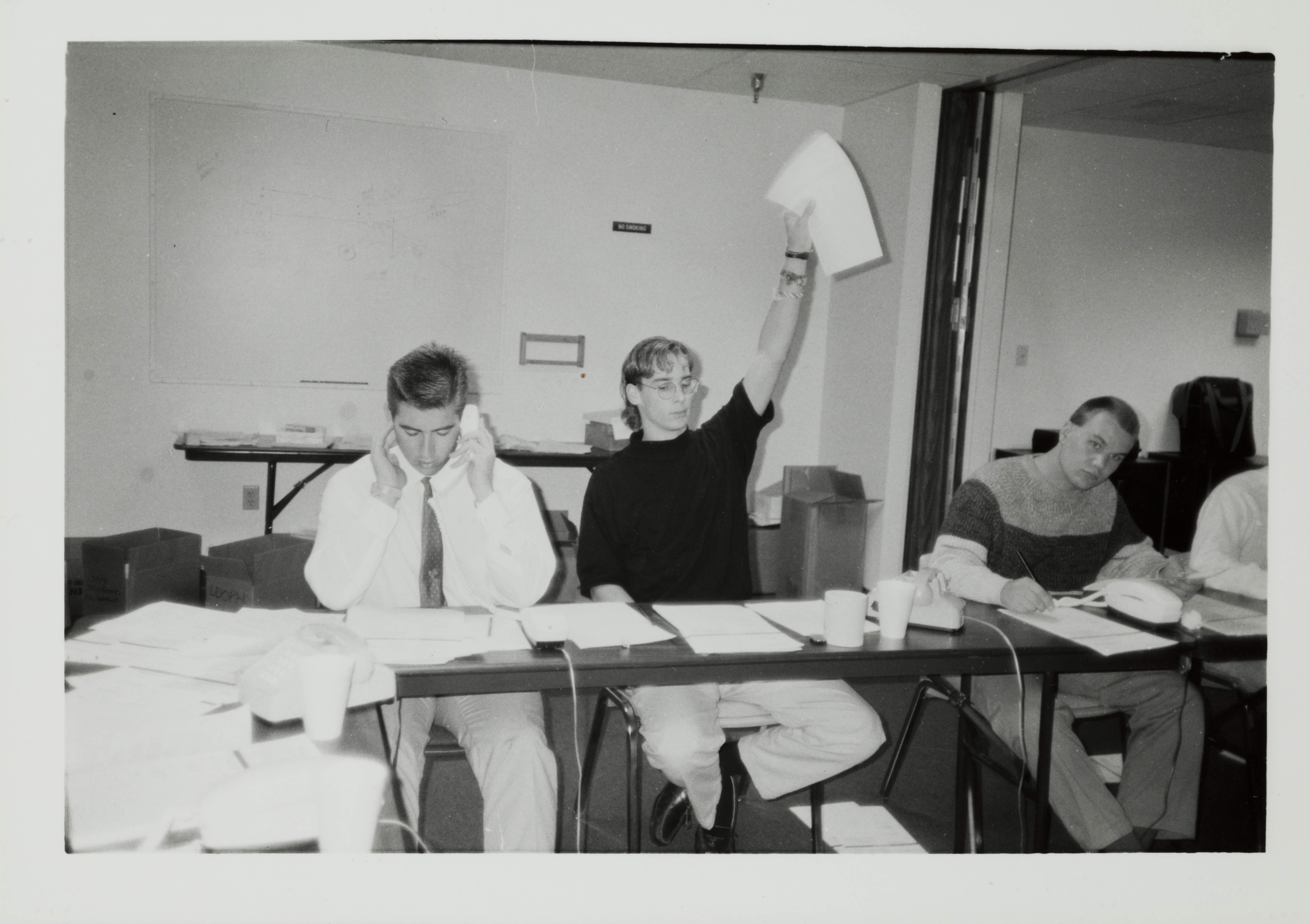 Theta Omicron Chapter Members at Phone-A-Thon Photograph, October 19, 1989
