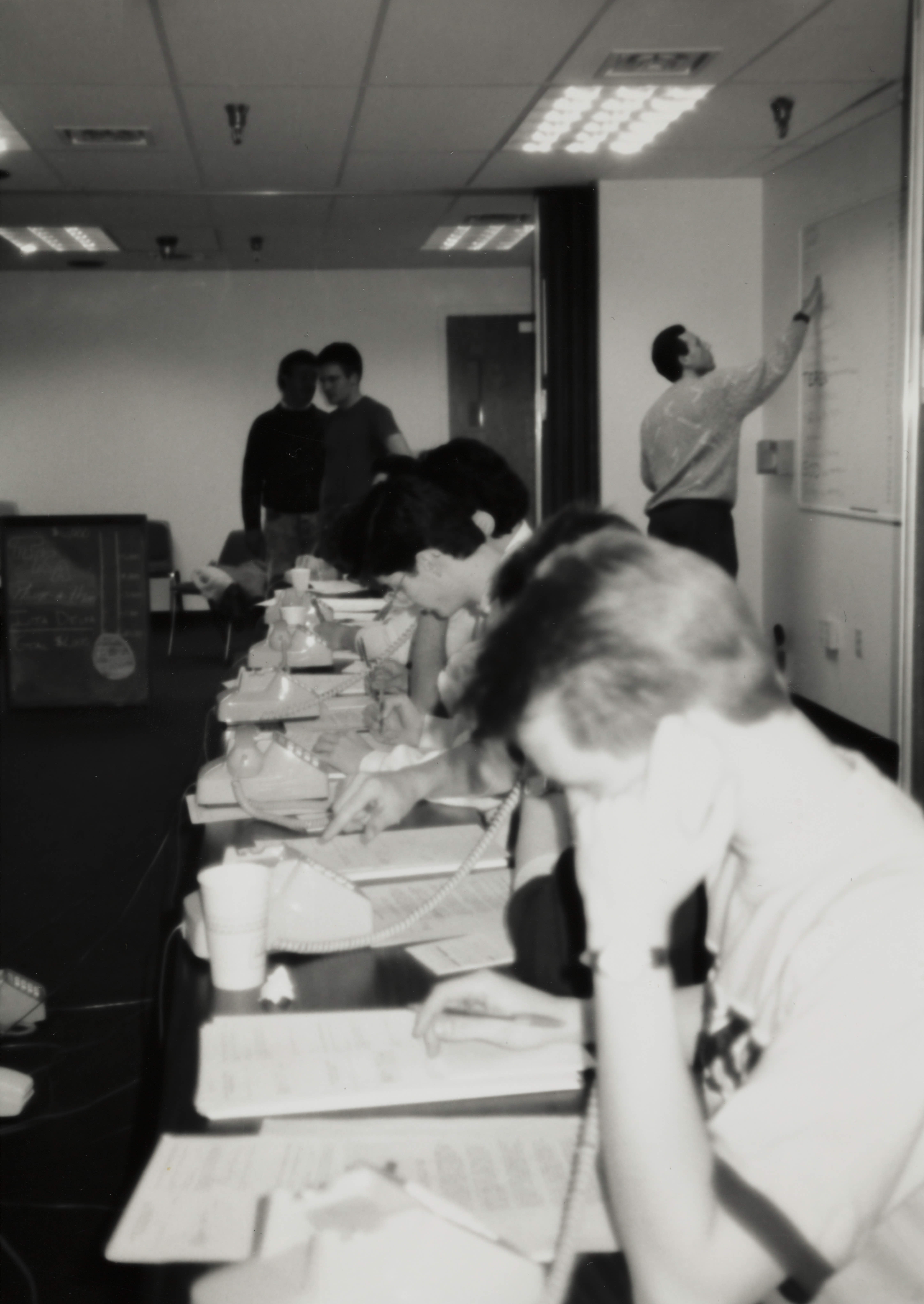 Theta Omicron Chapter Members on Phones at Phone-A-Thon Photograph 5, 1989
