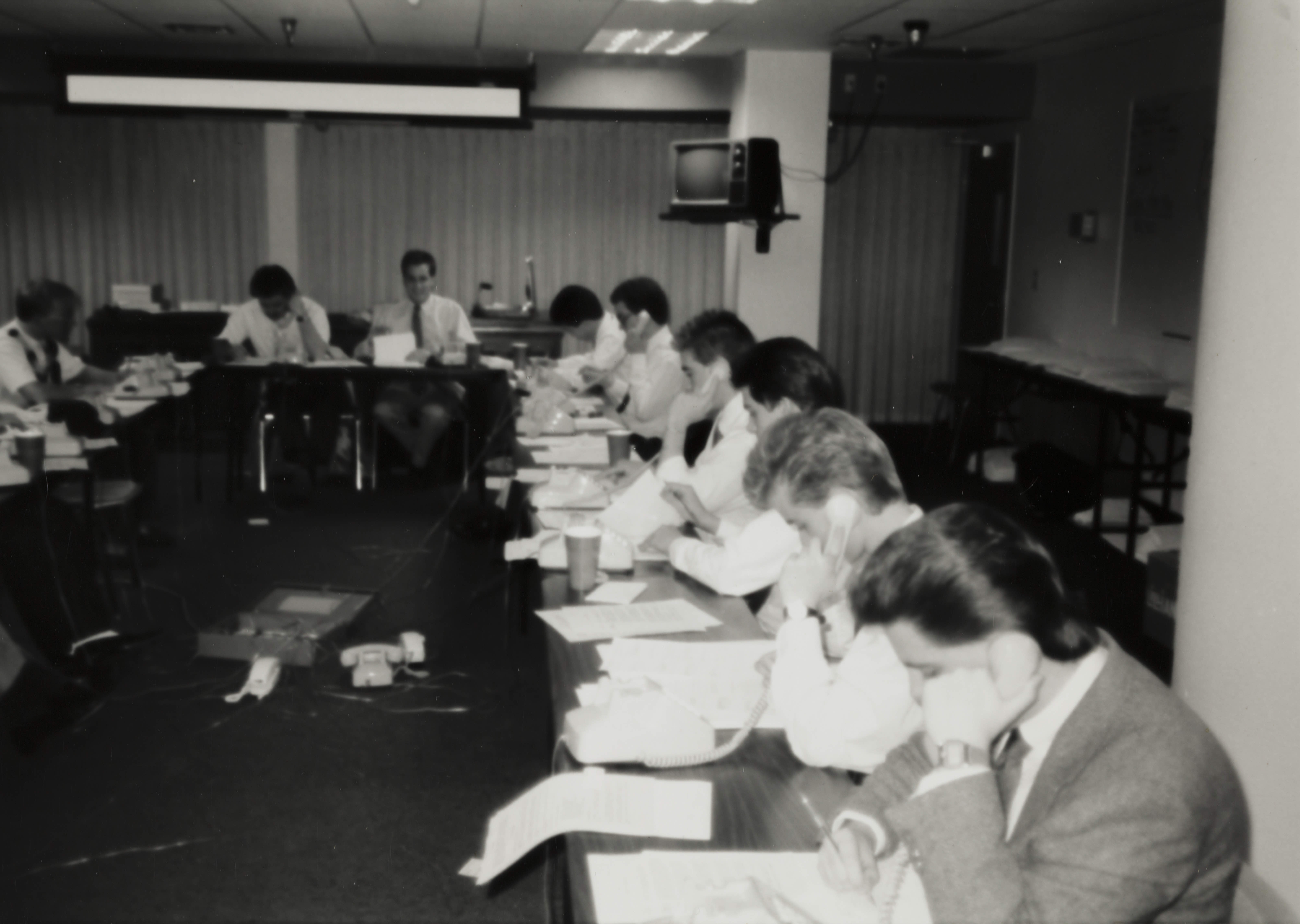 Theta Omicron Chapter Members on Phones at Phone-A-Thon Photograph 11, 1989