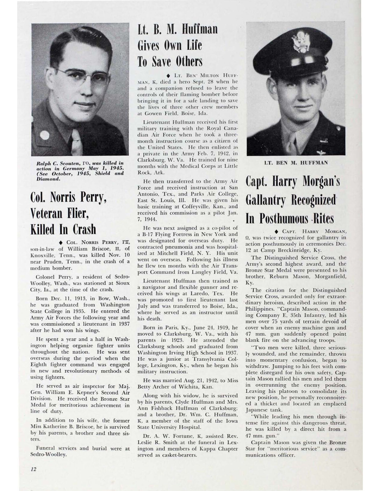 Col. Norris Perry, Veteran Flier, Killed in Crash | Shield &amp; Diamond, January 1946