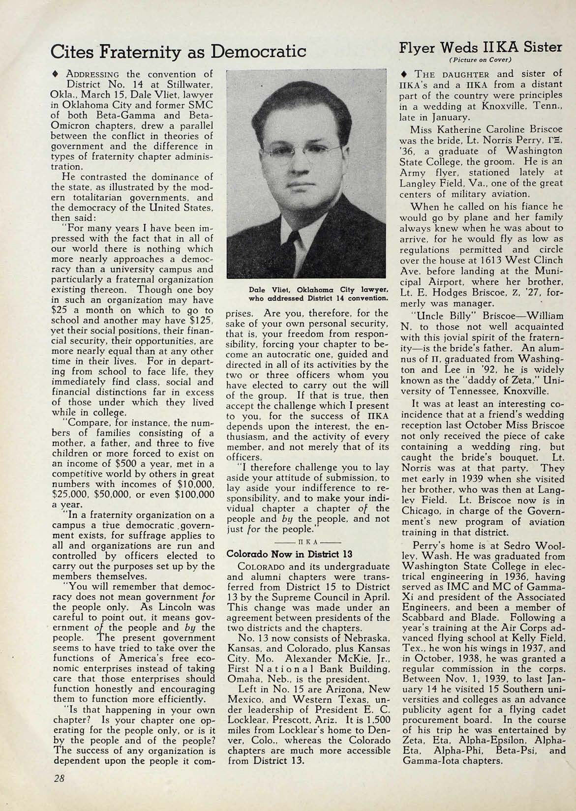 Flyer Weds IIKA Sister, Shield &amp; Diamond, June 1940