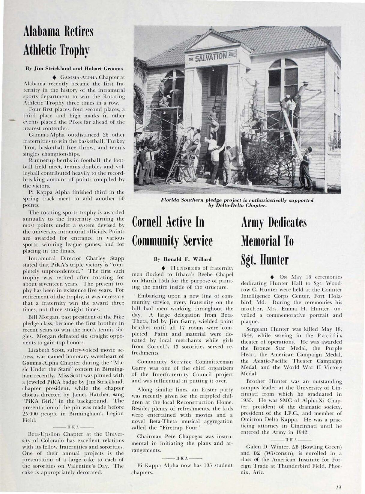 Army Dedicates Memorial to Sgt. Hunter, Shield &amp; Diamond, September 1952