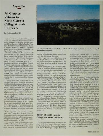 Expansion: Psi Chapter Returns to North Georgia College & State University Magazine Clipping, September 1998