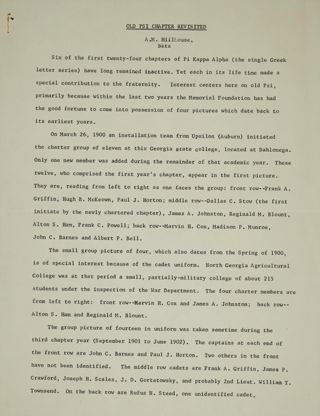 Old Psi Chapter Revisited Report, December 28, 1967