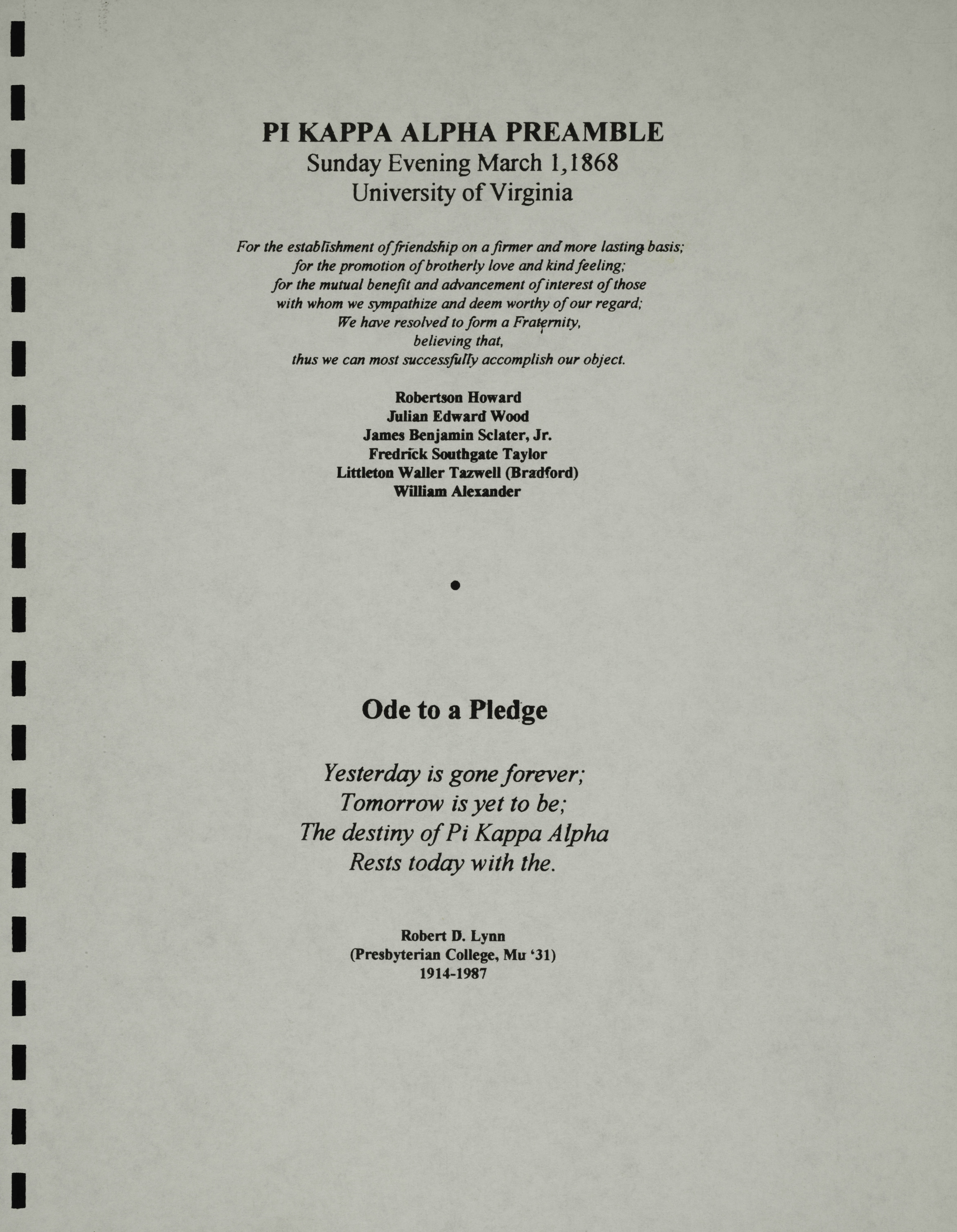 Psi Chapter Pledge Manual, c. 1997