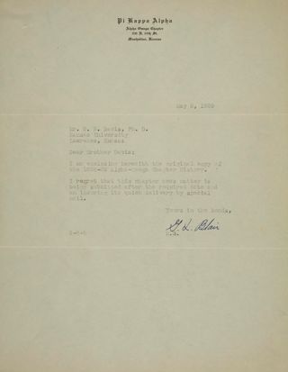 G.I. Blair to W.W. Davis Letter, May 8, 1929