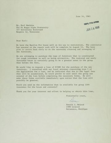 Donald McLeod to Earl Watkins Letter, June 14, 1965