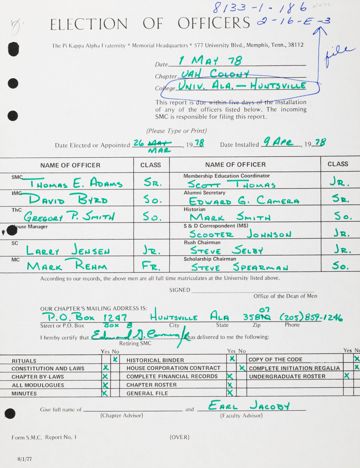 Election of Officers Report, May 1, 1978