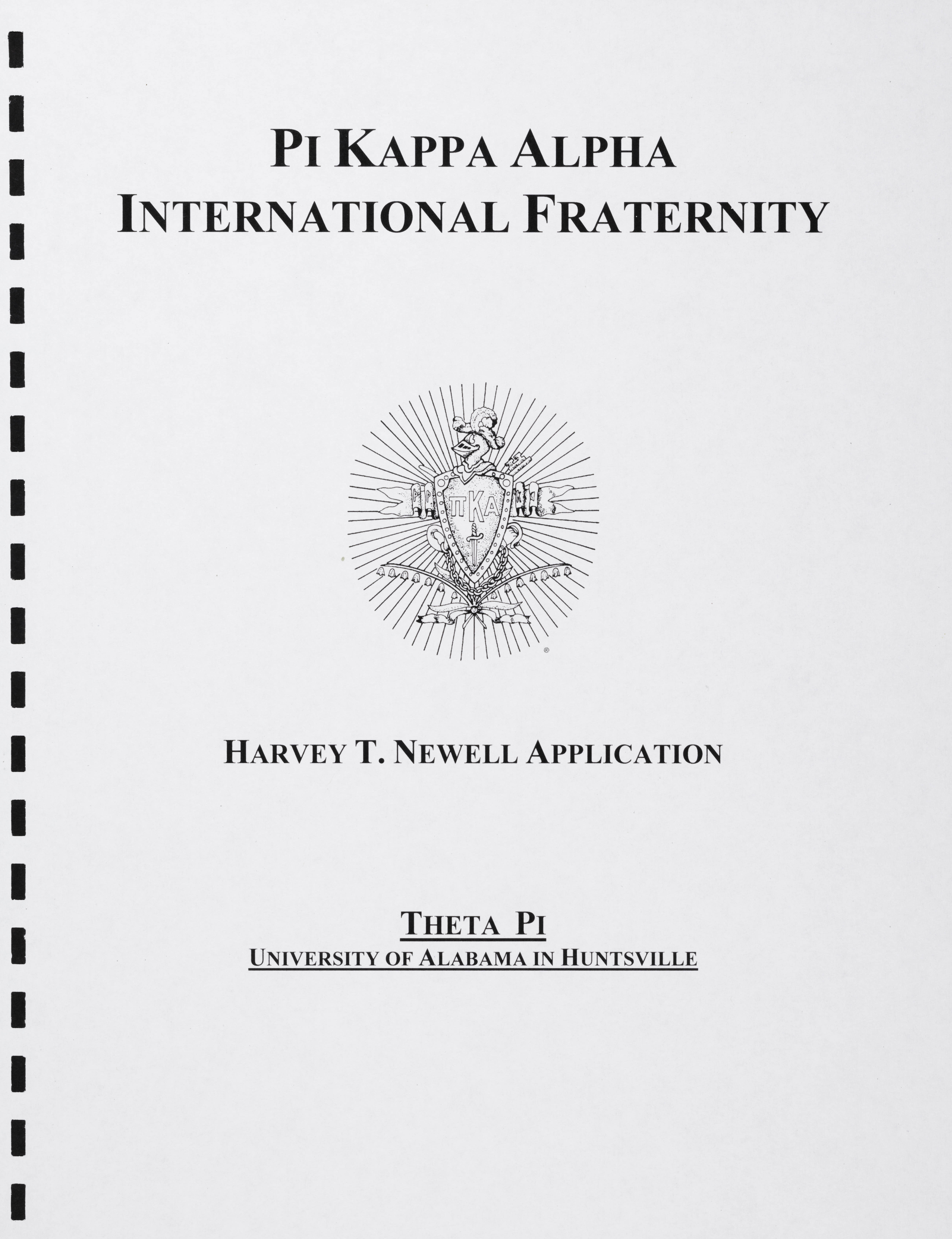 Pi Kappa Alpha International Fraternity Harvey T. Newell Application, 2008