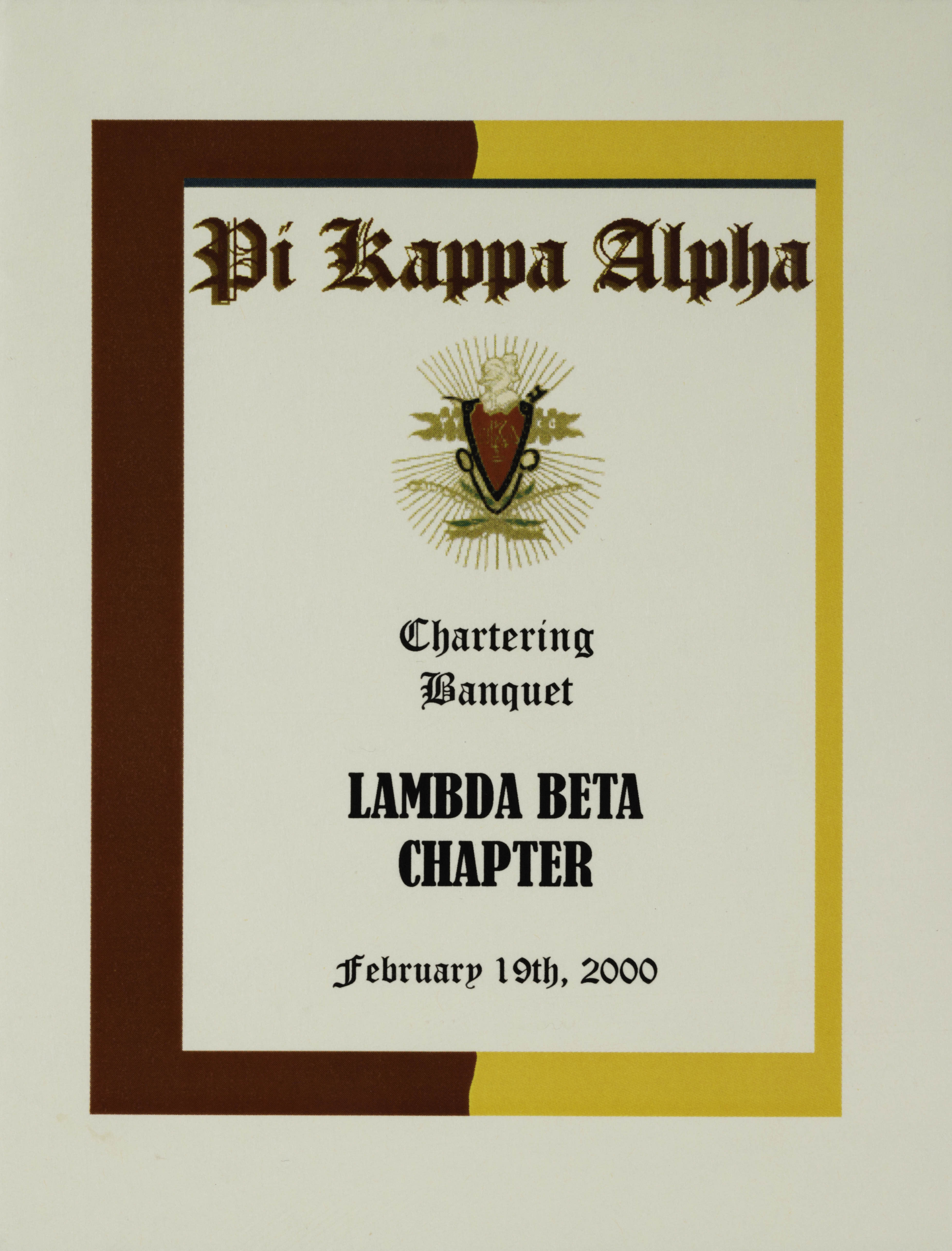 Lambda Beta Chapter Chartering Banquet Program, February 19, 2000