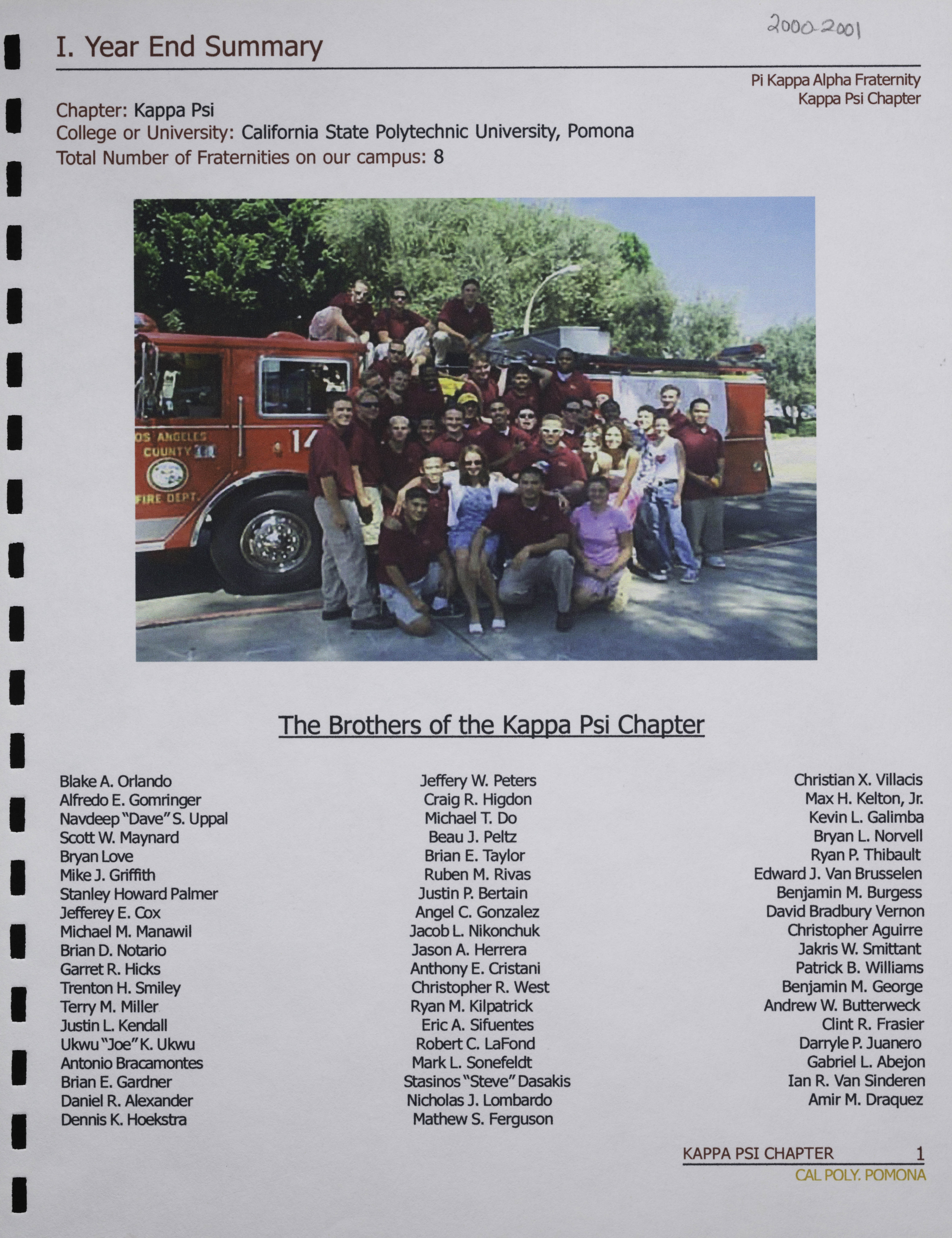 Year End Summary, 2000-2001