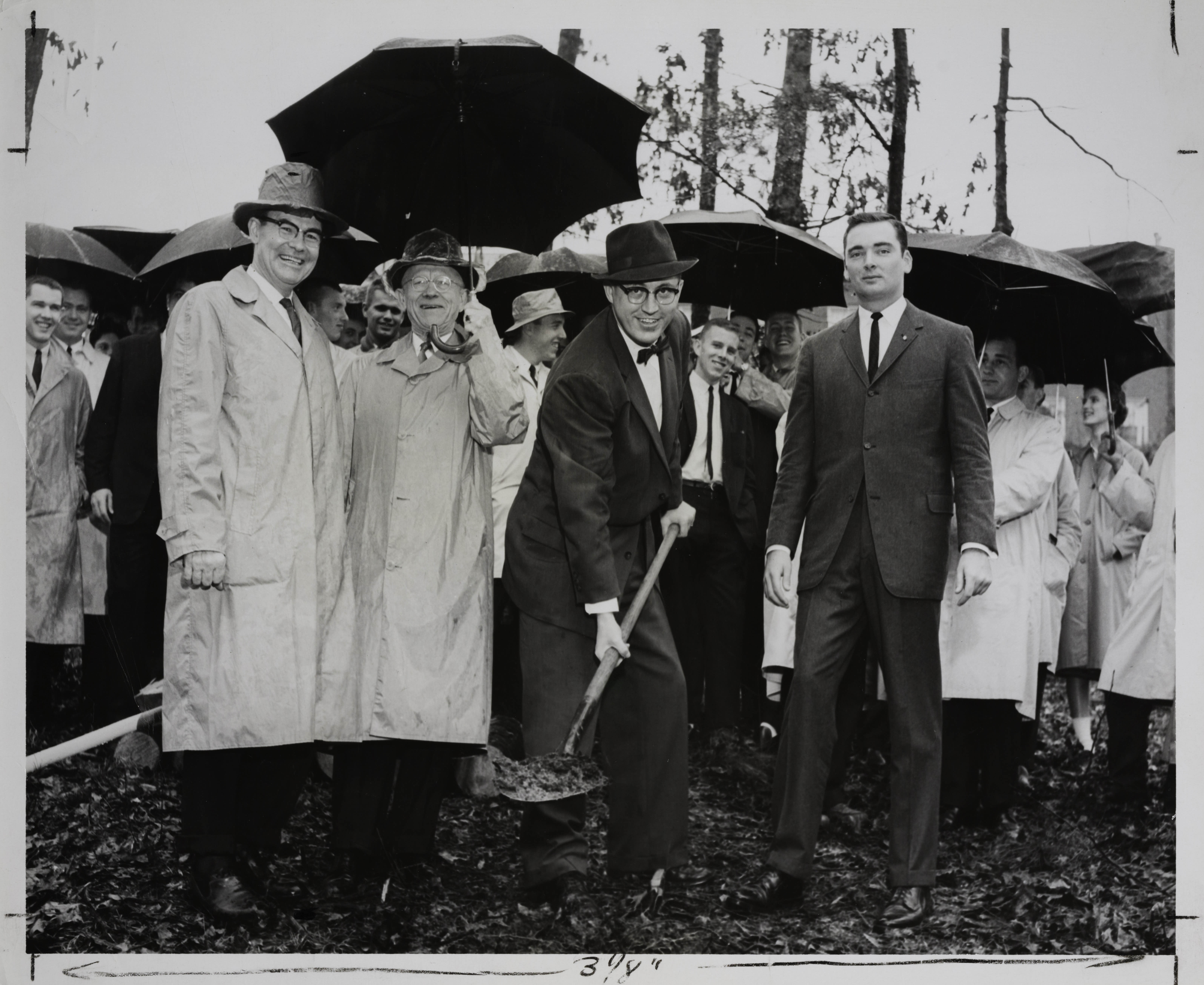 John Fincher and Unidentified at Alpha Pi Groundbreaking Ceremony Photograph, February 22, 1967