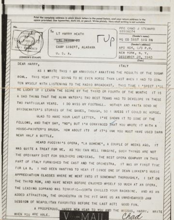 Chad Steward to Harry Heath Letter, December 28, 1943