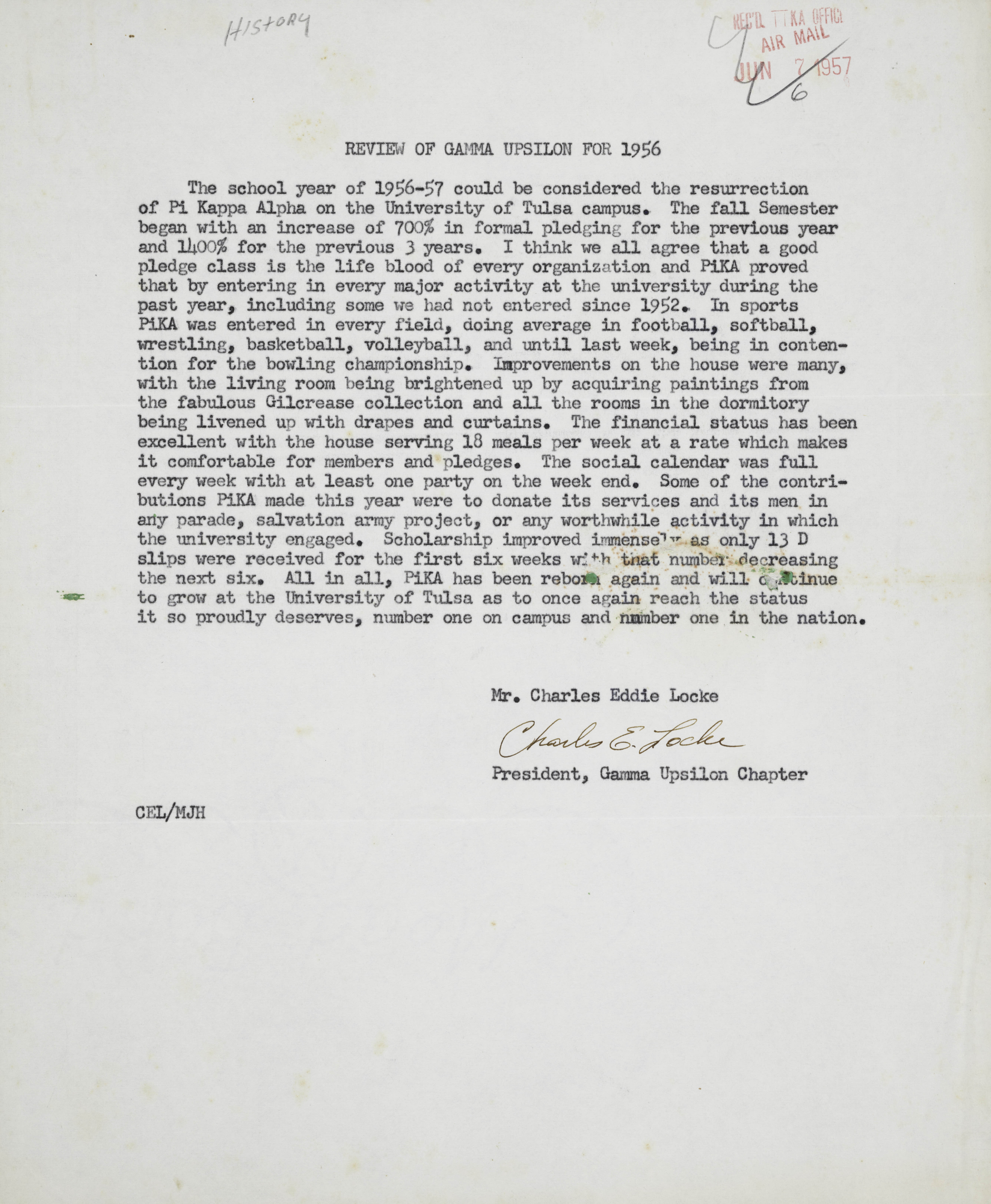 Review of Gamma Upsilon For 1956