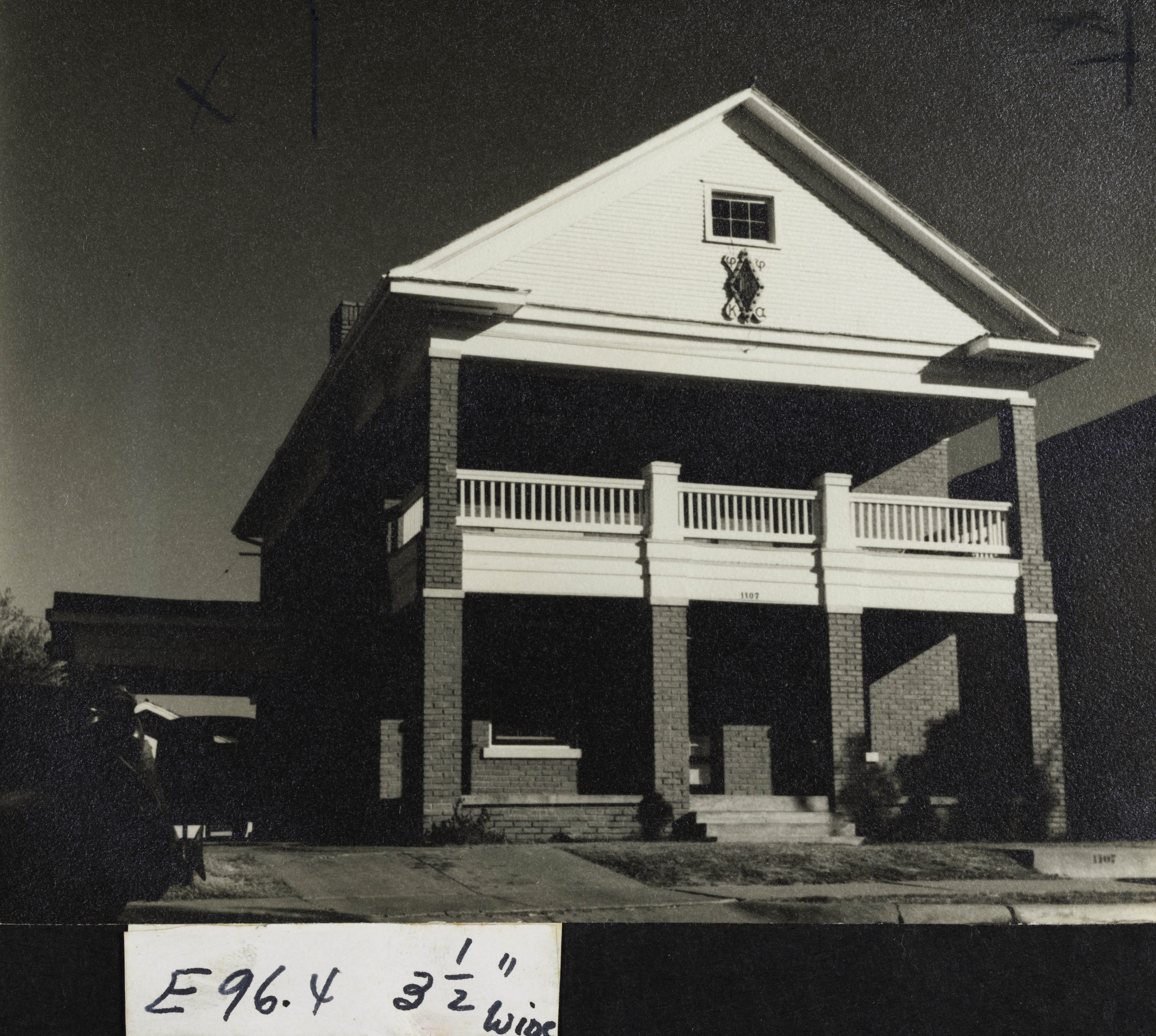 Gamma Upsilon Chapter House With Sizing Notes Photograph, c. 1952