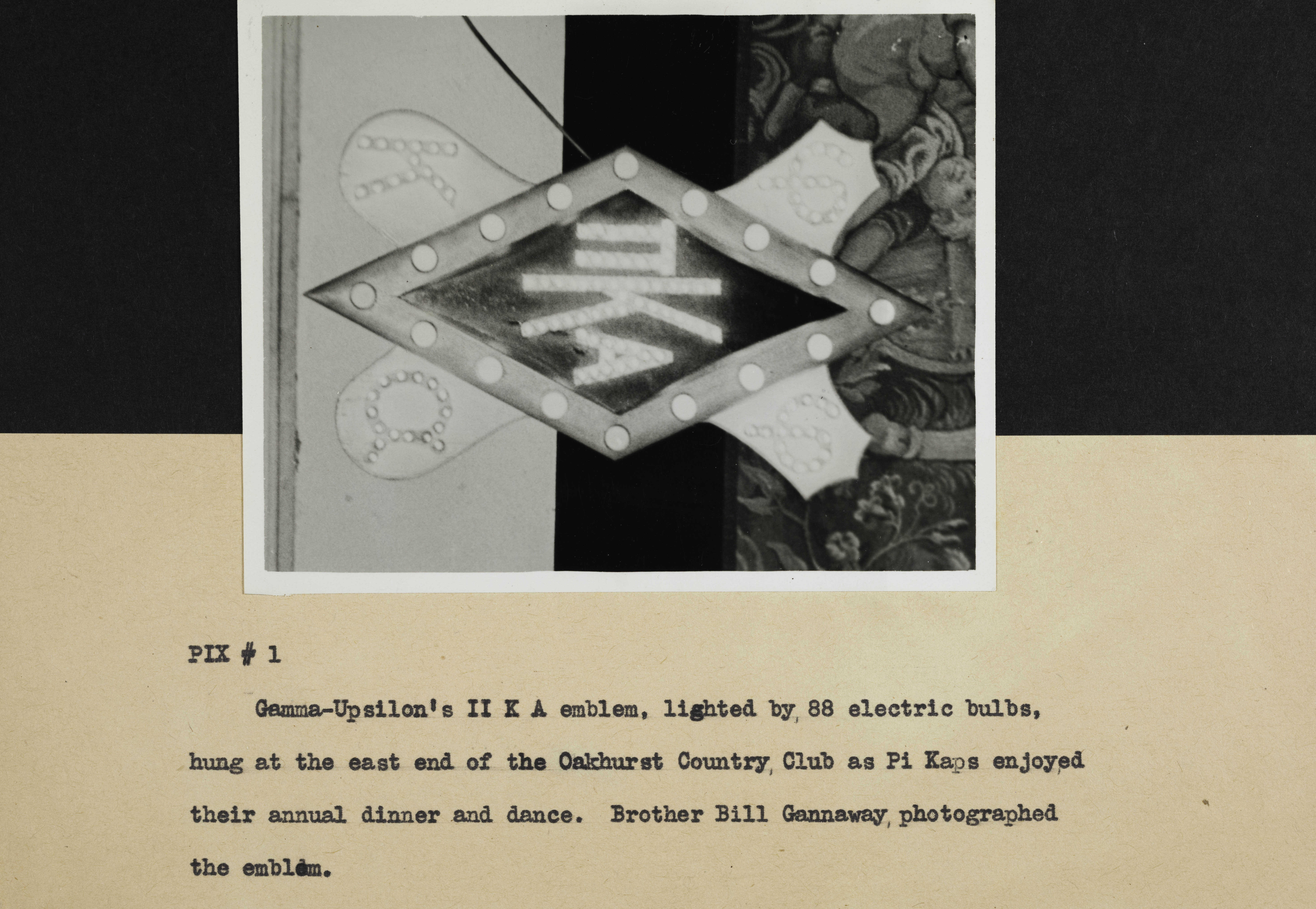 Pi Kappa Alpha Electric Crest Light Photograph, c. 1938