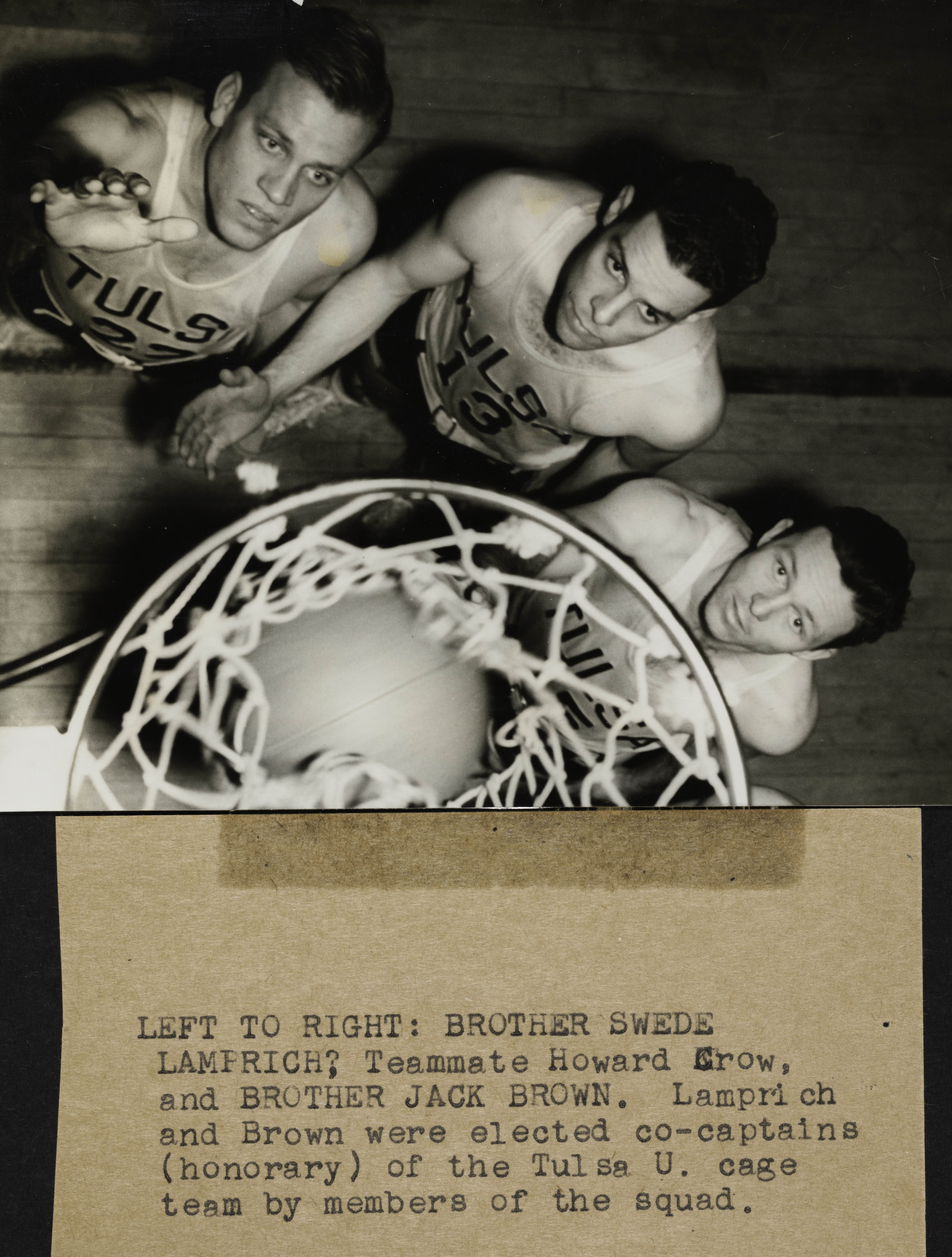 Lamprich, Crow, and Brown Playing Basketball Photograph, c. 1940s