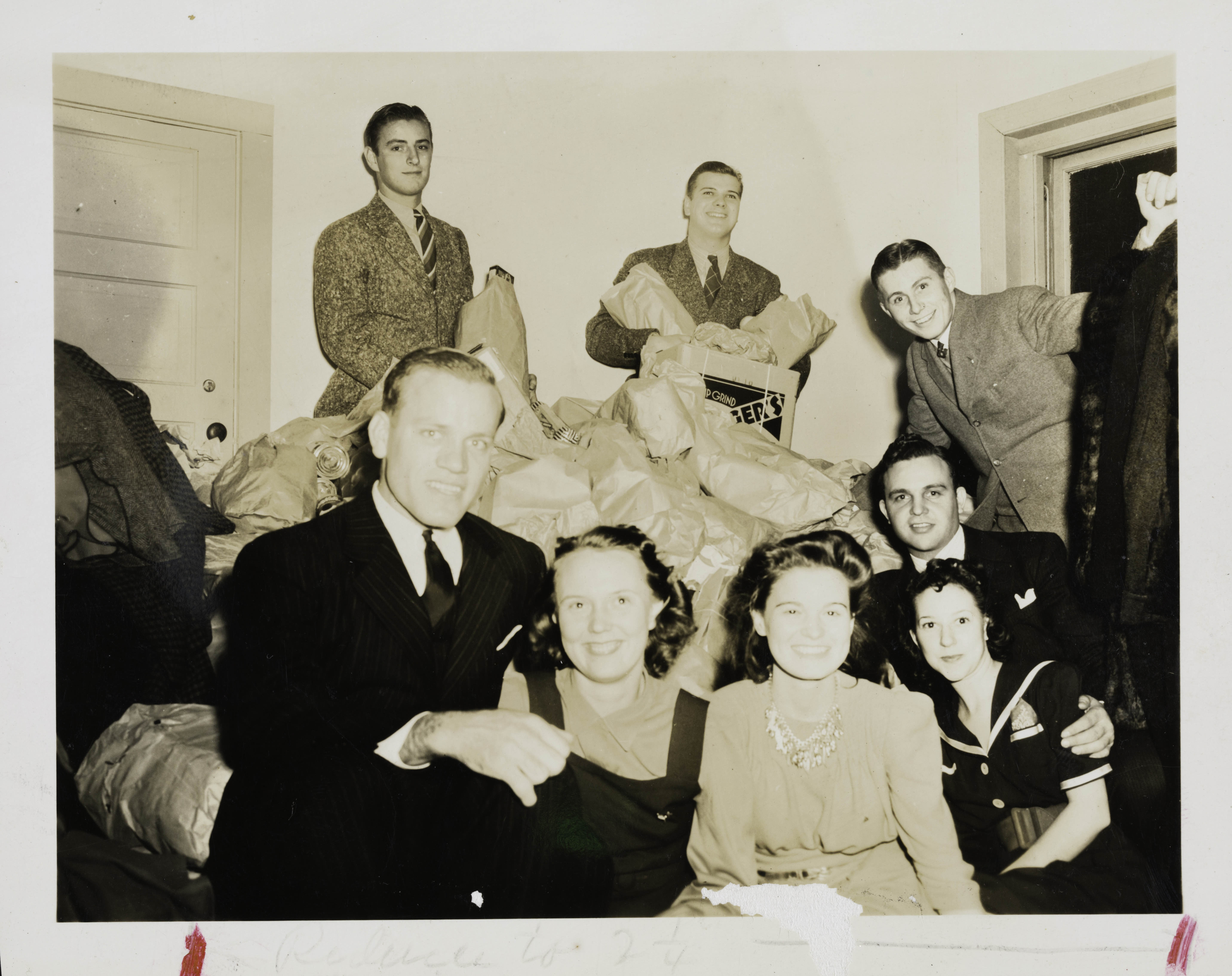 Group of Seven at the Gamma Upsilon Chapter Thanksgiving Ball Photograph, 1940