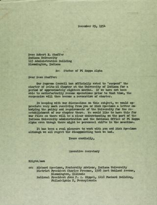 Robert Lynn to Robert Shaffer Letter, December 29, 1954