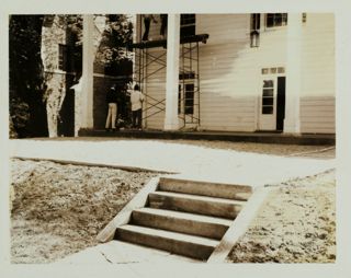 Delta Xi Chapter House Steps With Scaffolding Photograph, 1964