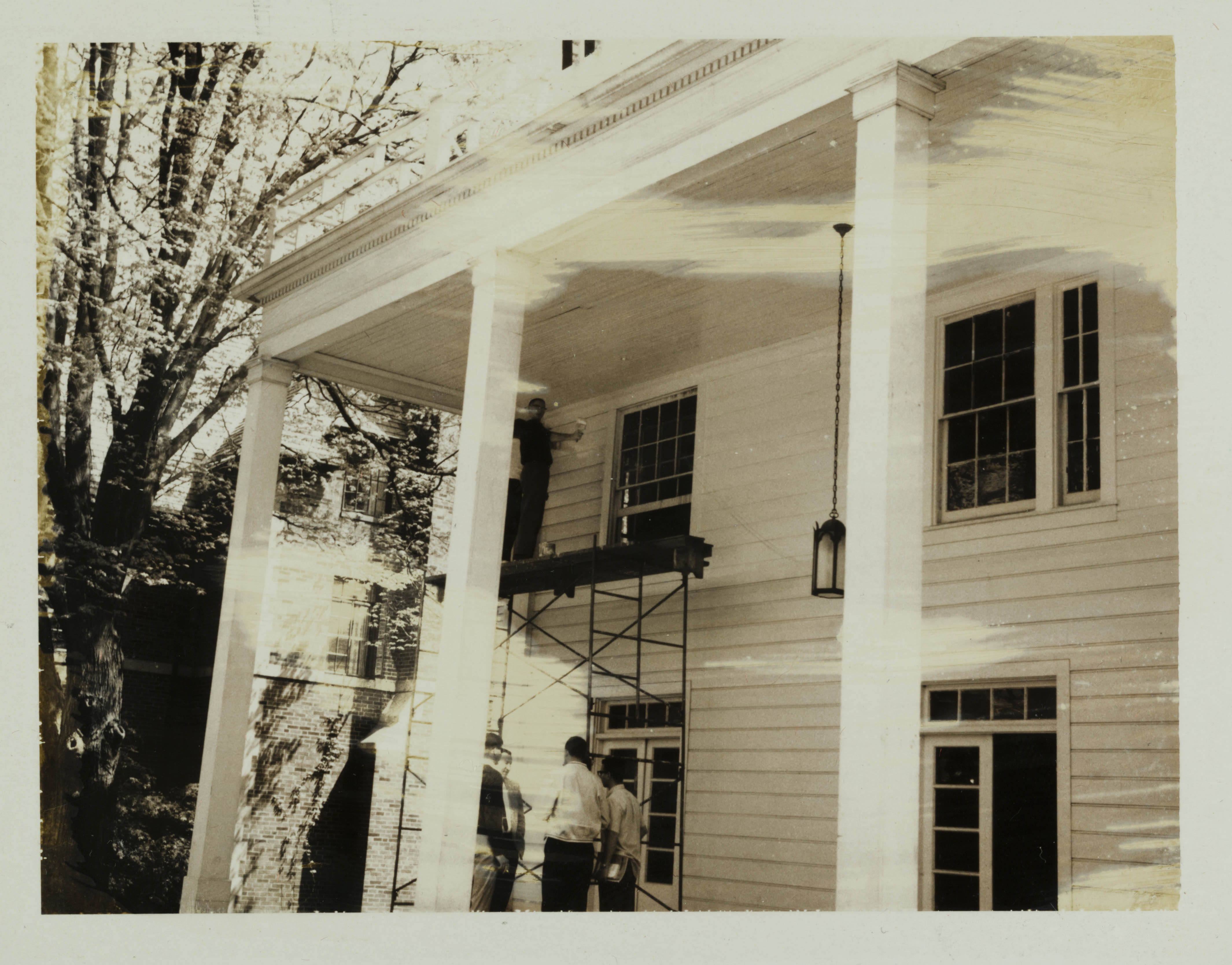 Delta Xi Chapter House Windows With Scaffolding Photograph, 1964